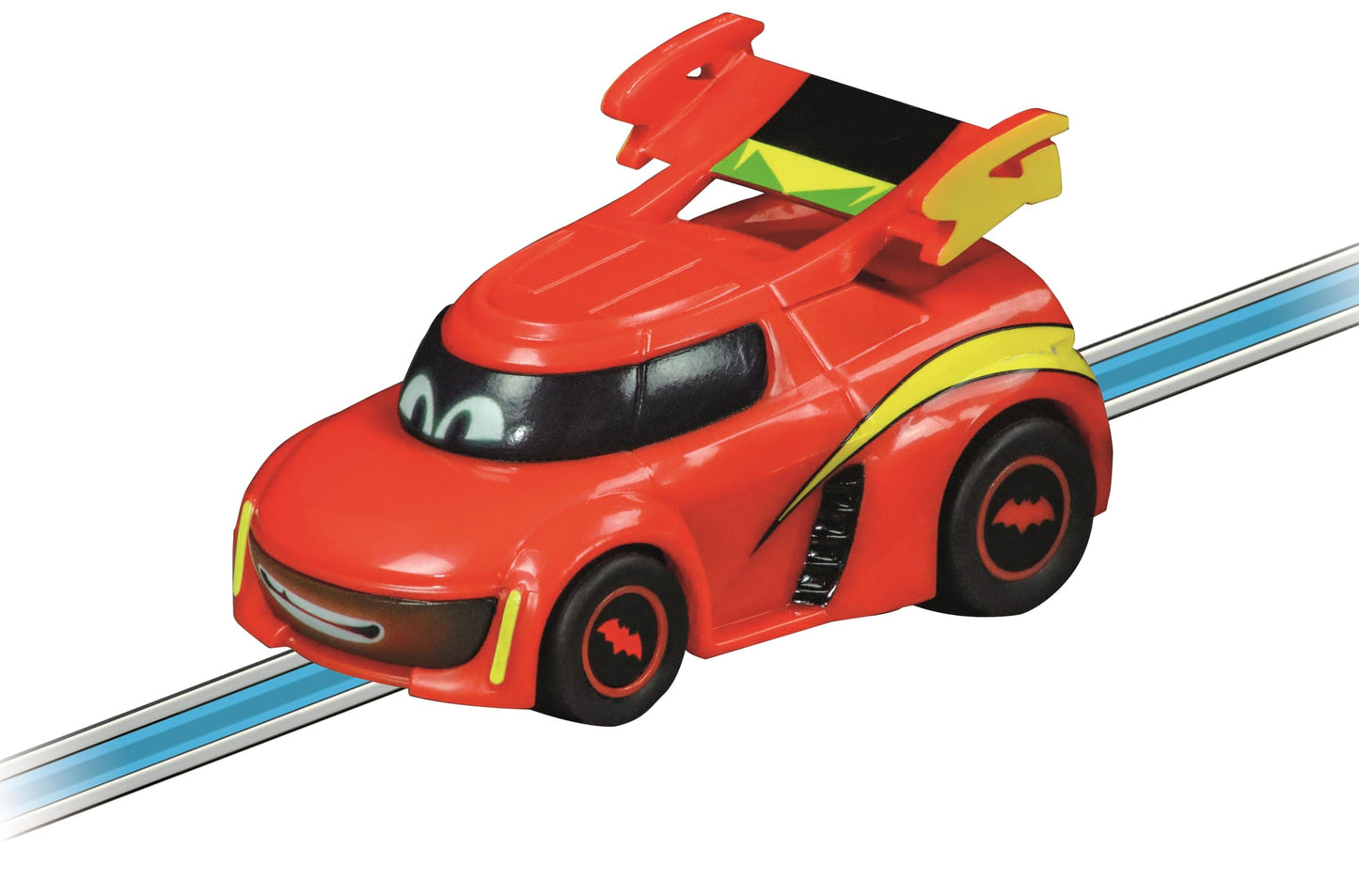 Carrera First Batwheels - Time for Action Slot Car Race Track with Spinners - Includes Bam and Redbird Cars - Battery-Powered Beginner Racing Set for Kids Ages 3 Years and Up