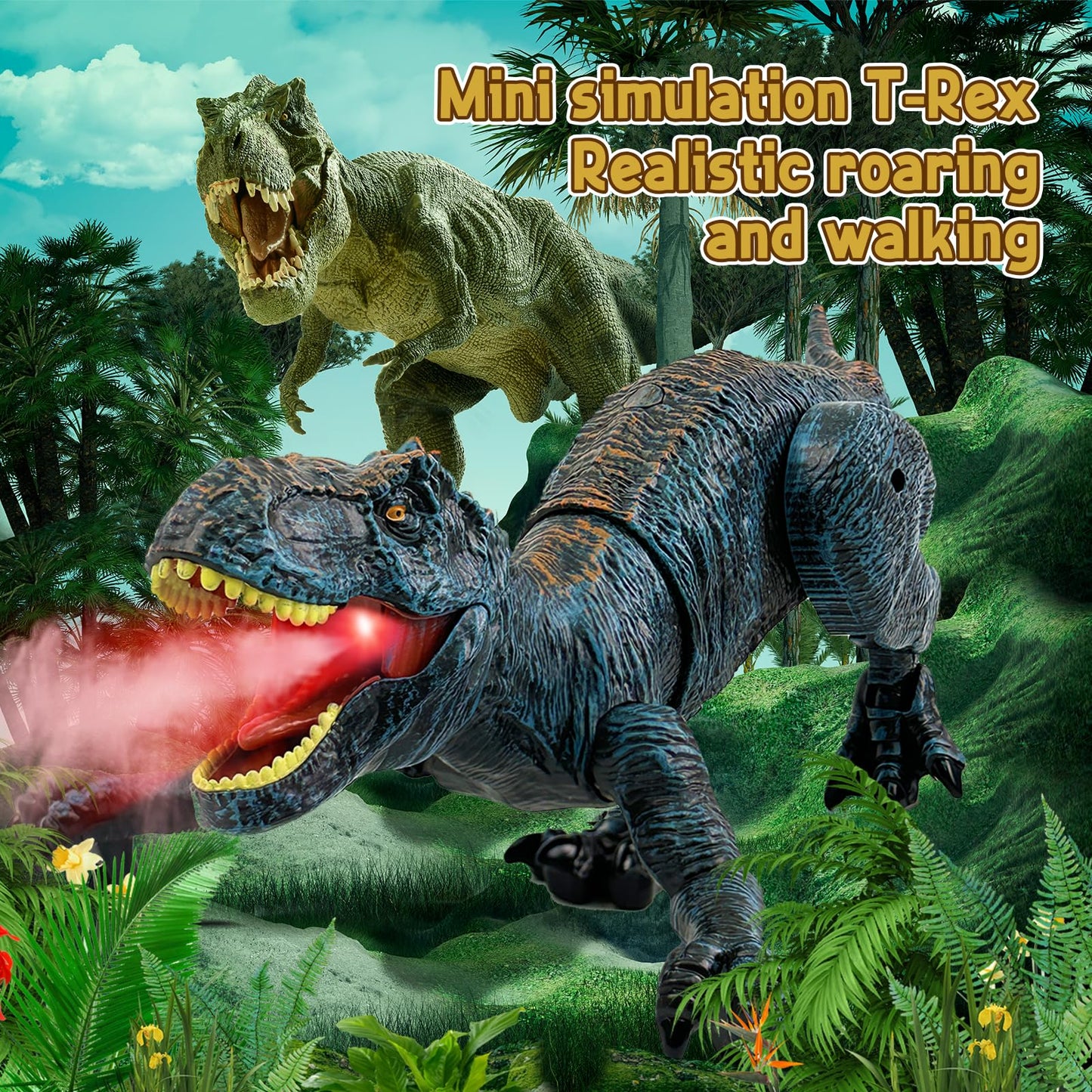 TALGIC Remote Control Dinosaur for Boys 4-7, Robot Dino Toys for Kids 5-7, rc Dino with Realistic Legs & Spray Stream, Remote Dinosaur Toys for Kids3 4 5 6 9 Year Old boy Birthday Gift (Blue)