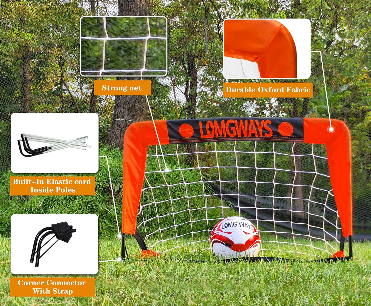 Soccer Goal for Backyard,Mini Soccer Goal with Size 1 Soccer Ball,Pump,Ground Stakes,Carrying Bag, Perfect for Backyard,Court,Field,Easy Setup,Great for All Levels