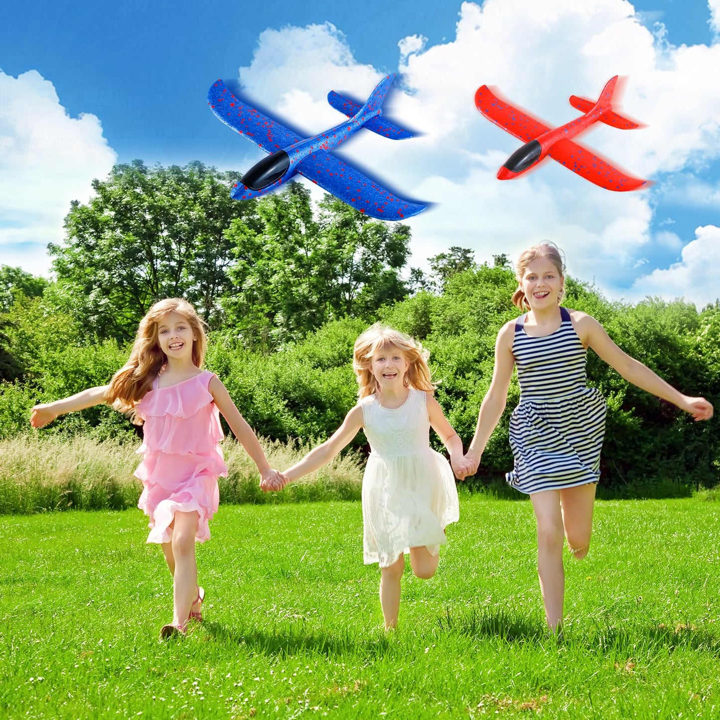 CACASO 4 Pack Foam Airplane Toys,13.5" Hand Throwing Foam Airplanes,Flying Toy for Kids Toddler,Styrofoam Glider Airplanes for Outdoor Sport Games,Birthday Gifts,Party Favors