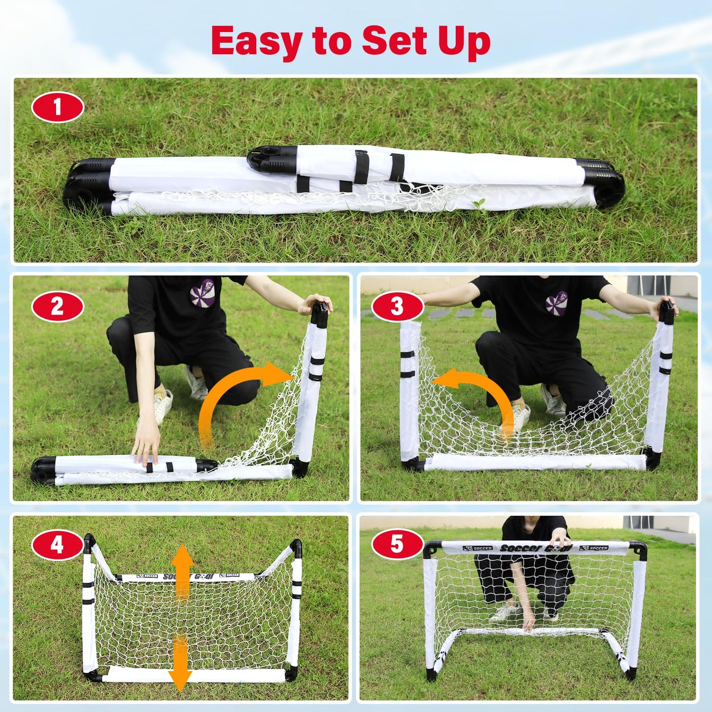 KETIEE Kids Soccer Goals for Backyard: 35" x 23" Mini Foldable Football Goals Set, Portable Kids Soccer Goal with Carry Bag & Soccer Ball for Garden Outdoor Indoor, Soccer Toy for Boys Girls Ages 3+