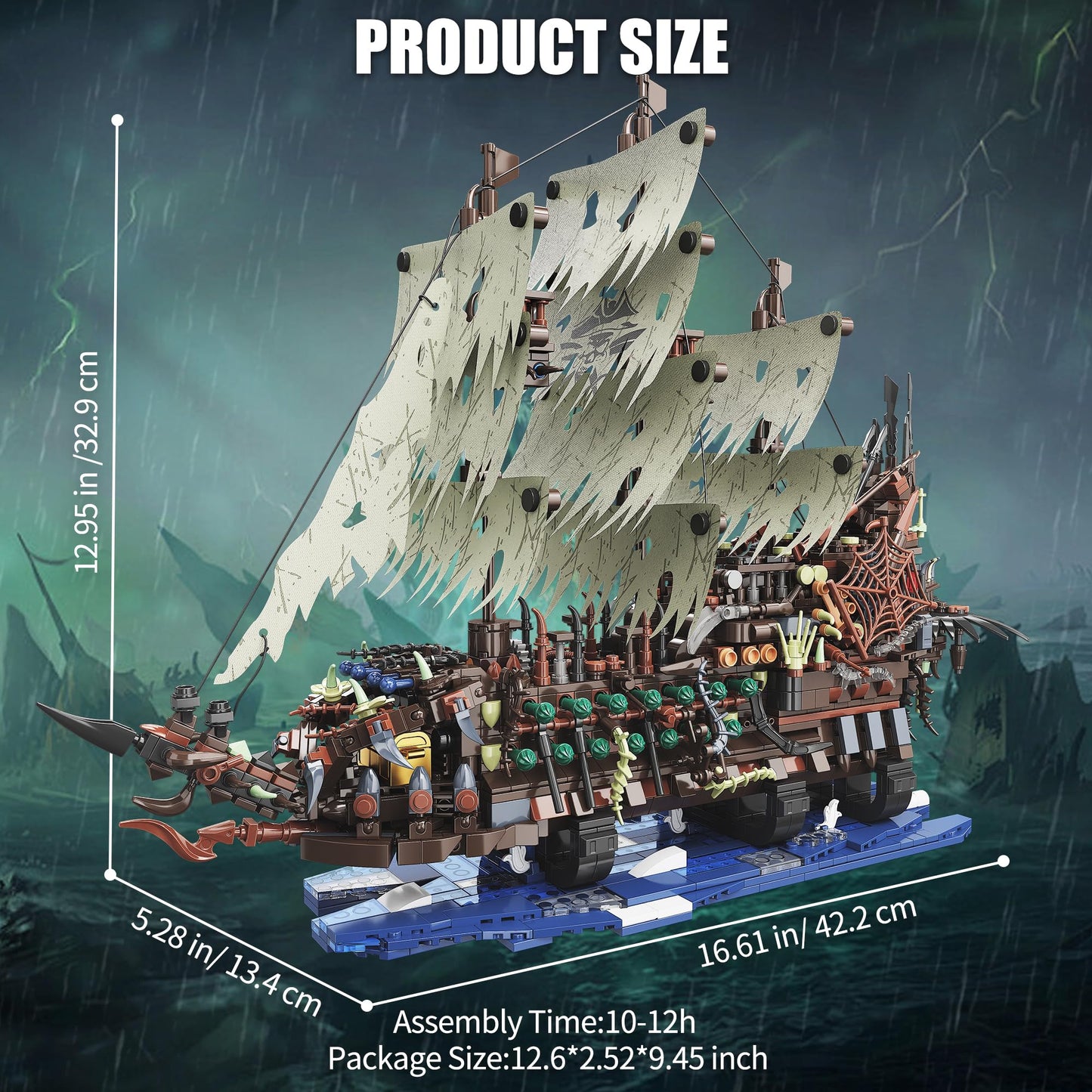 TYCOLE Pirate Ship Building Sets with Lights, MOC Flying Dutchman Model Toy Boat, Ghost Ship Building Blocks Sets, Great for Adults and Teens as a Birthday or Party Gifts(2159Pieces)