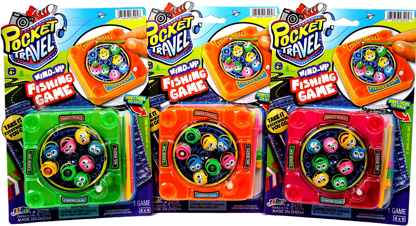 JA-RU Pocket Travel Magnetic Fishing Game (6 Toys) Classic Rotating Mini Family Board Games for Kids. Preschool Educational Games. Travel Car Games. Bulk Party Favors Birthday Gifts. 3205-6p
