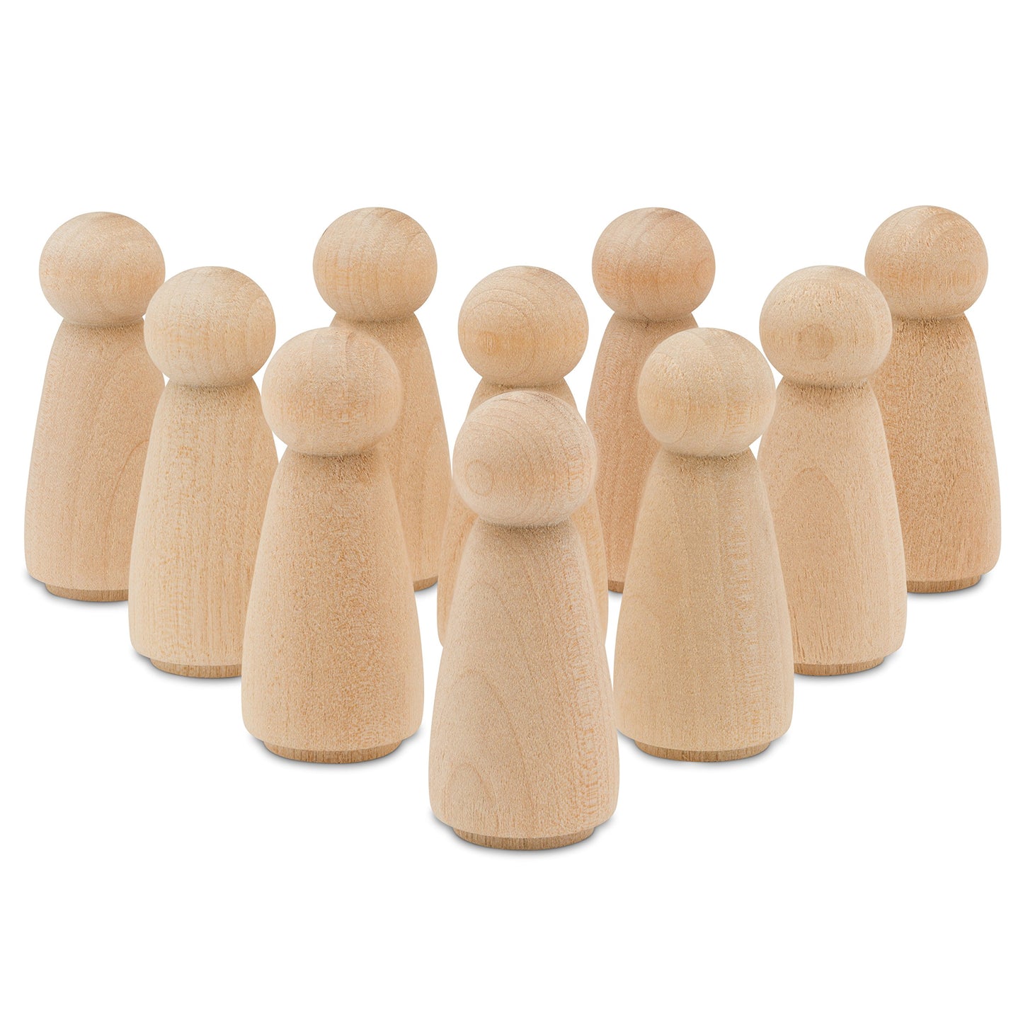 Wood Peg Dolls, 3.5 Inch Large Mom/Angel Shape Wooden Peg People, Pack of 50 Wooden Dolls for Play, Strong Birch Wooden People Figures, Peg Dolls Unfinished, Wooden Pegs for Crafts