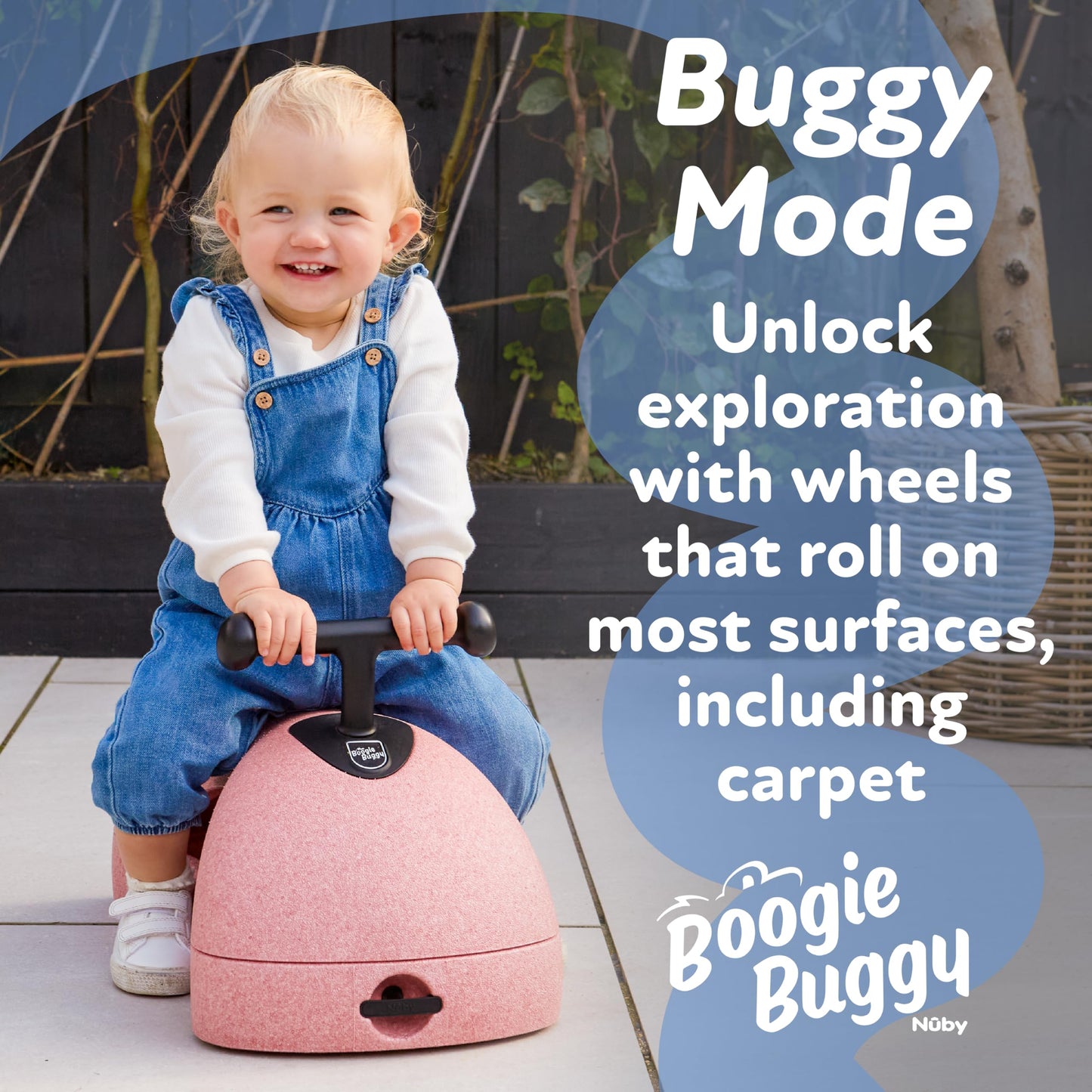 Nuby Boogie Buggy 3-in-1 Scooter for Kids - Walker, Scooter & Caster Board - Indoor & Outdoor Ride-On Toy for Ages 12+ Months - Beige
