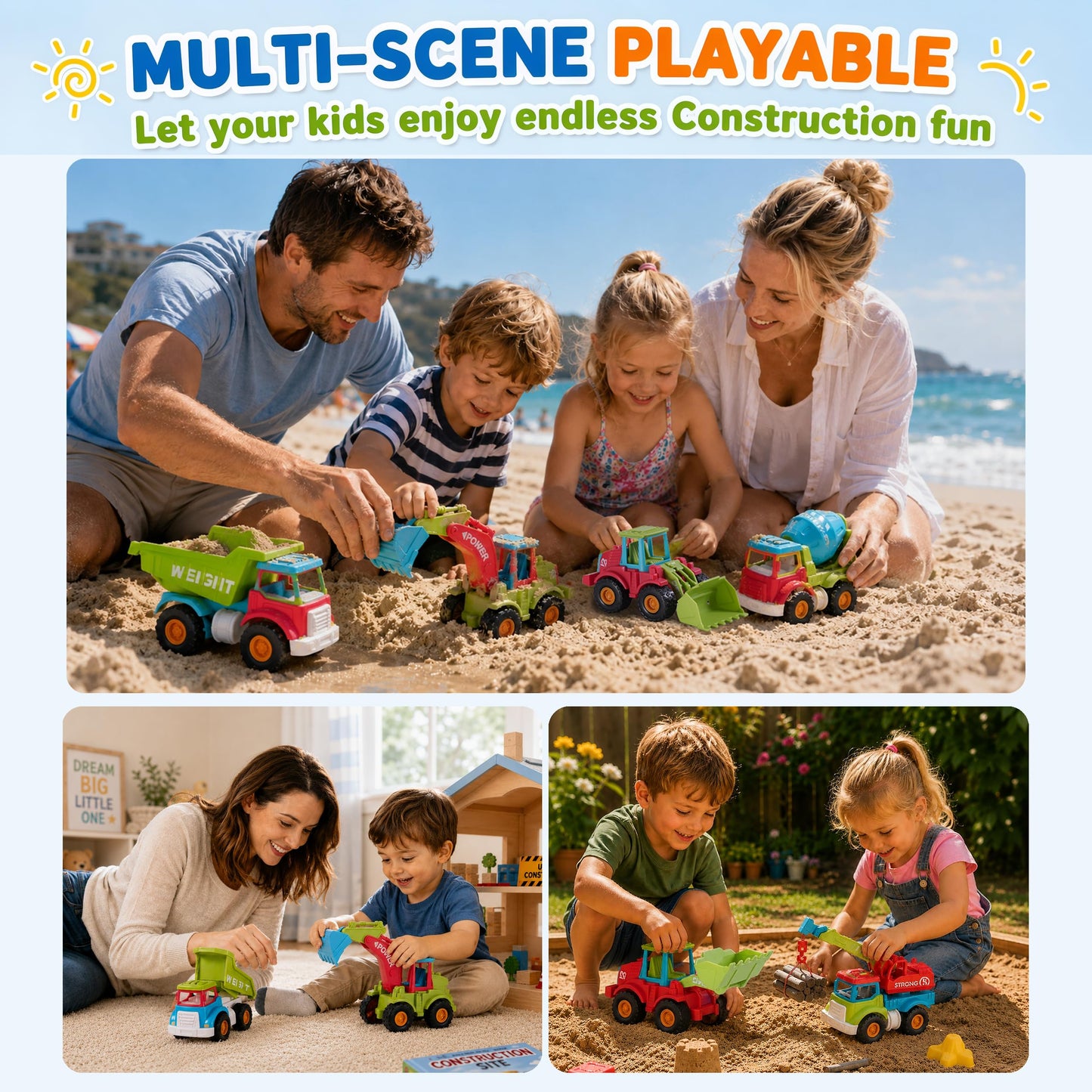 Cogwak 6 Pack Friction Construction Vehicles Toys for Boys, Push and Go Engineering Cars Set with Excavator Bulldozer Dump Truck Crane & Deluxe Gift Box, Christmas Birthday Gift for Toddlers Kids 3-8