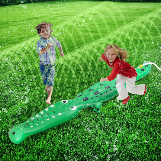 Water Sprinkler for Kids,Large Crocodile Inflatable Sprinkler, Kids Sprinklers for Yard,Outdoor Water Toys Spray Summer Water Play for Boys Girls Dogs Backyard