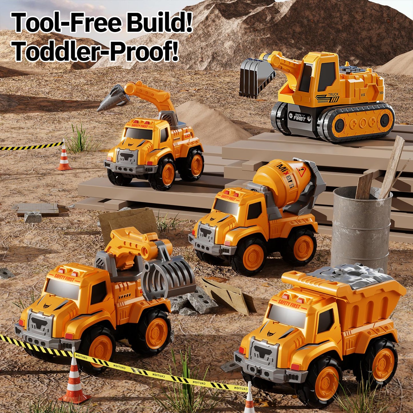 KIZONLY Transform Toys for Boys 4-6, 5 in 1 Take Apart Toys for Boys 3-5, Construction Excavator Transform Assembling Robot Toy for Kids, Educational Birthday Gift for 4 5 6 7 8 Year Old Boy Girls