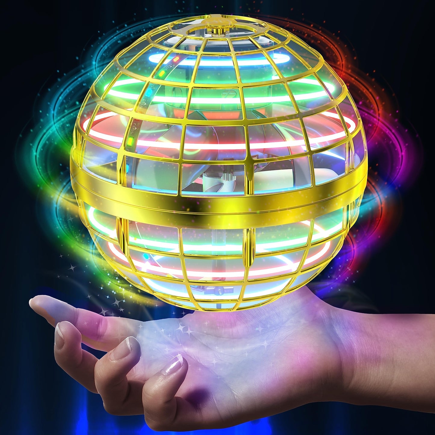 2-Pack Magic Flying Orb Balls, Includes Classic & New Upgraded AI Edition | Hand-Controlled Boomerang Hover Drone with RGB Lights | Cool Space Toy Gift for Kids, Teens, and Family Fun (Indoor &