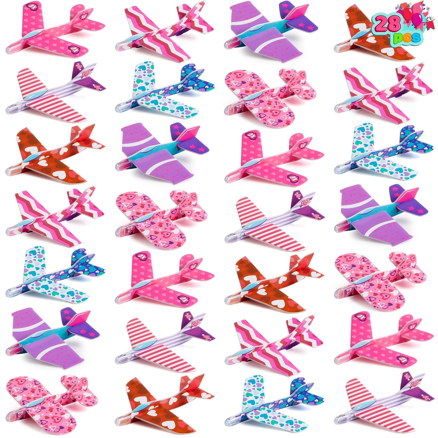 JOYIN 28 Valentine's Day Foam Airplanes for Kids, Greeting Cards with Punchline for Kids School Classroom Exchange Prizes Gift Supplies, Planes Party Favor
