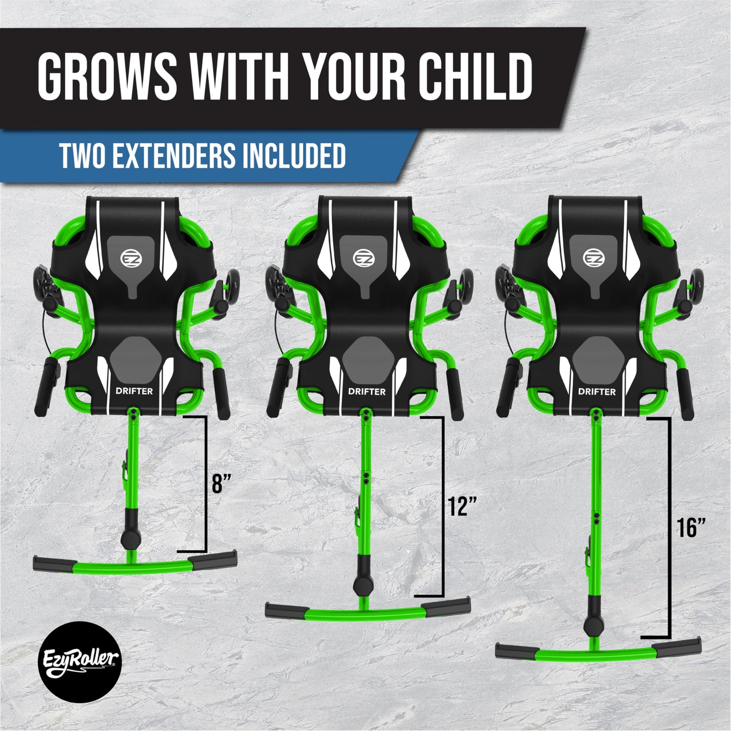 EzyRoller Drifter X Ride On Toy for Kids, Ages 4-12, Up to 154 lbs - Green