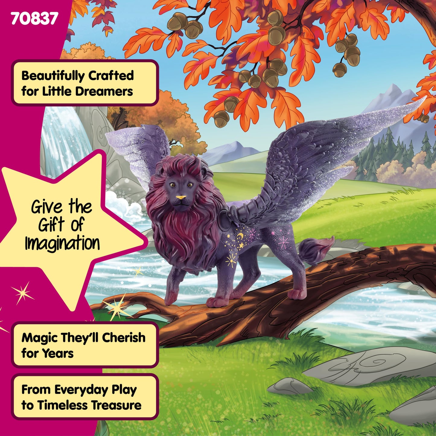 Schleich Bayala - 5" Glow in the Dark Moon Lion Toy - Unique Portable Glowing Night Light Animal Figurine - Imaginative Play Fantasy Action Figure with Movable Wings - Toys for Kids Ages 5+ | 70838