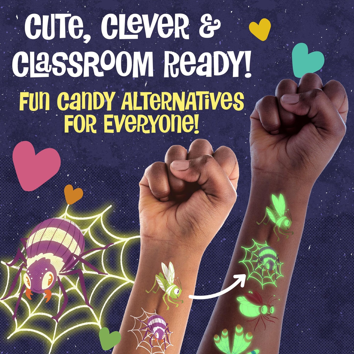 Valentine's Day Gift for Kids, Fun Party Favors for Classroom, Goodie Bag Stuffers - 28 Glow in the Dark Bug Tattoos