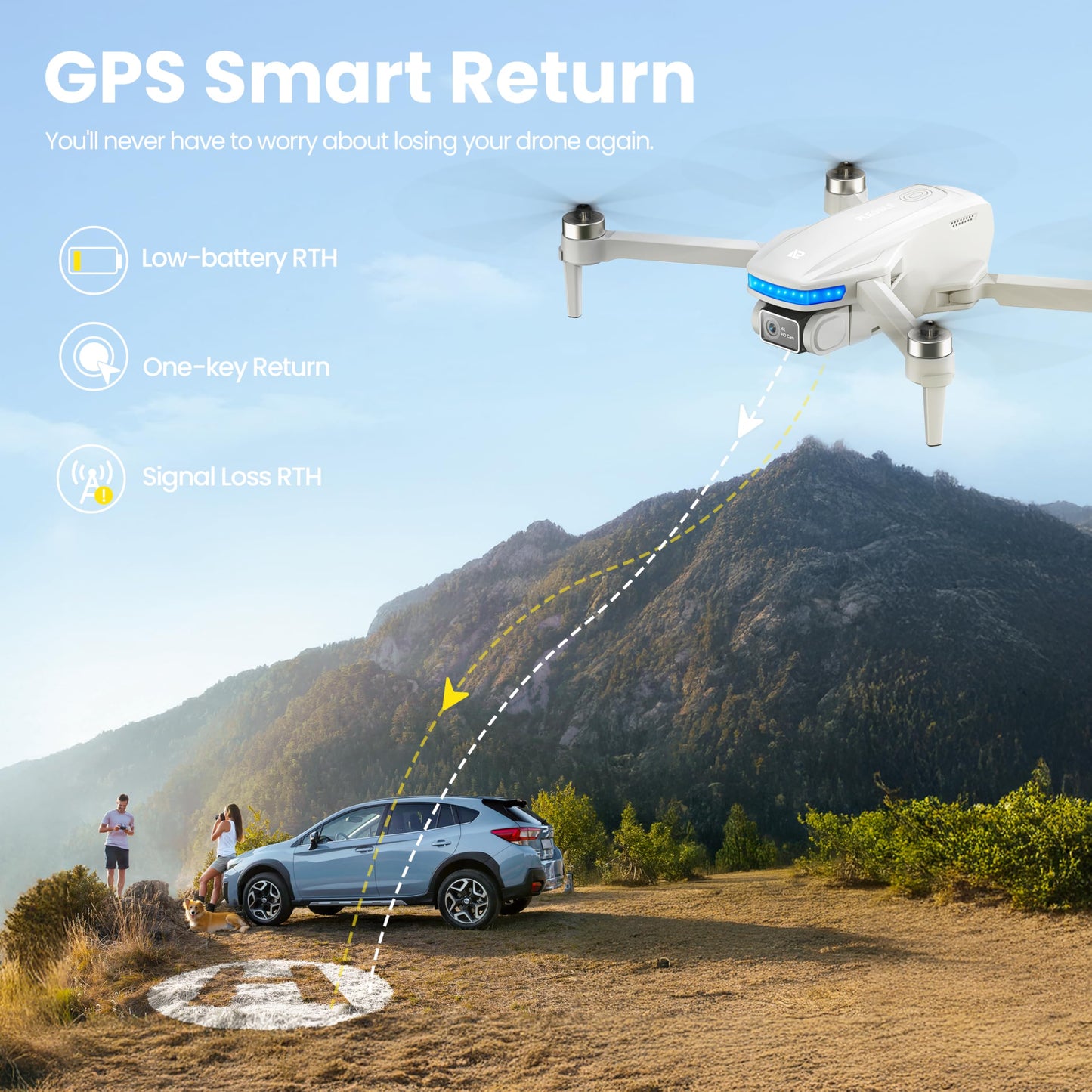 PLEGBLE GPS Drones with Camera for Adults 4K, Brushless Motor FPV Drone with Auto Return, Follow Me,Tap Fly & Circle Fly, Under 249g, 46 Mins Flight, Foldable Drone for Adults Beginners