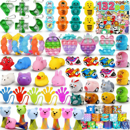 Duccsko 132 Pcs Party Favors for Kids, Treasure Box Toys Classroom Prizes, Goodie Bag Stuffers, Pinata Filler, Treasure Chest, Prize Box Bulk Toys, Small Fidget Toys for Students Rewards