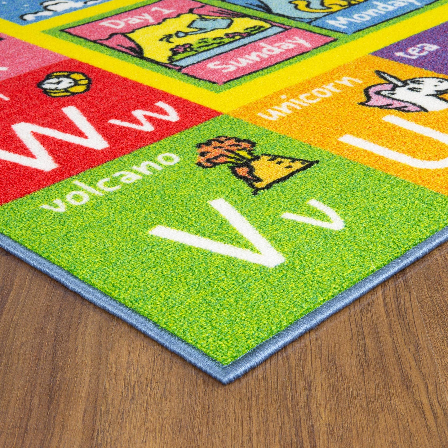KC Cubs 8x10 ABC Alphabet, Seasons, Months & Days Rug – Educational Play Mat Carpet for Kids, Toddlers, Nursery, Classroom, Playroom, Baby Daycare