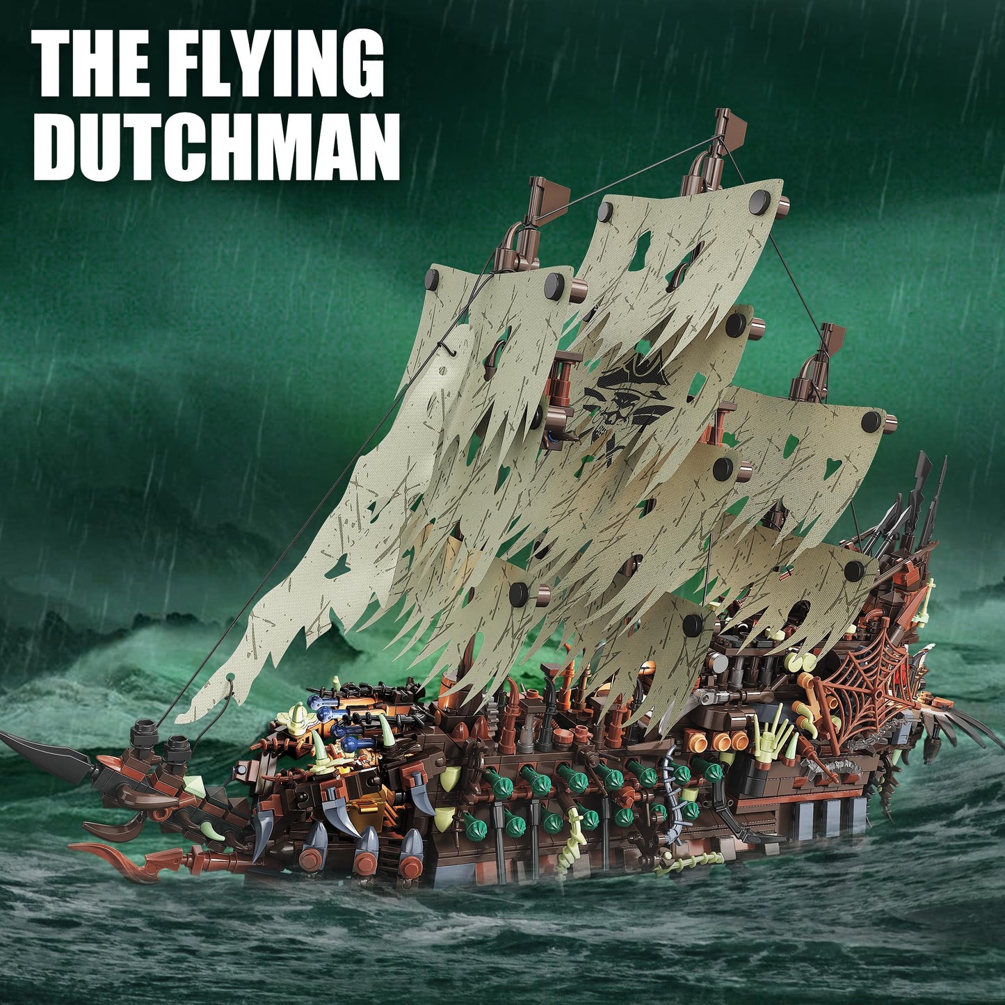 TYCOLE Pirate Ship Building Sets with Lights, MOC Flying Dutchman Model Toy Boat, Ghost Ship Building Blocks Sets, Great for Adults and Teens as a Birthday or Party Gifts(2159Pieces)