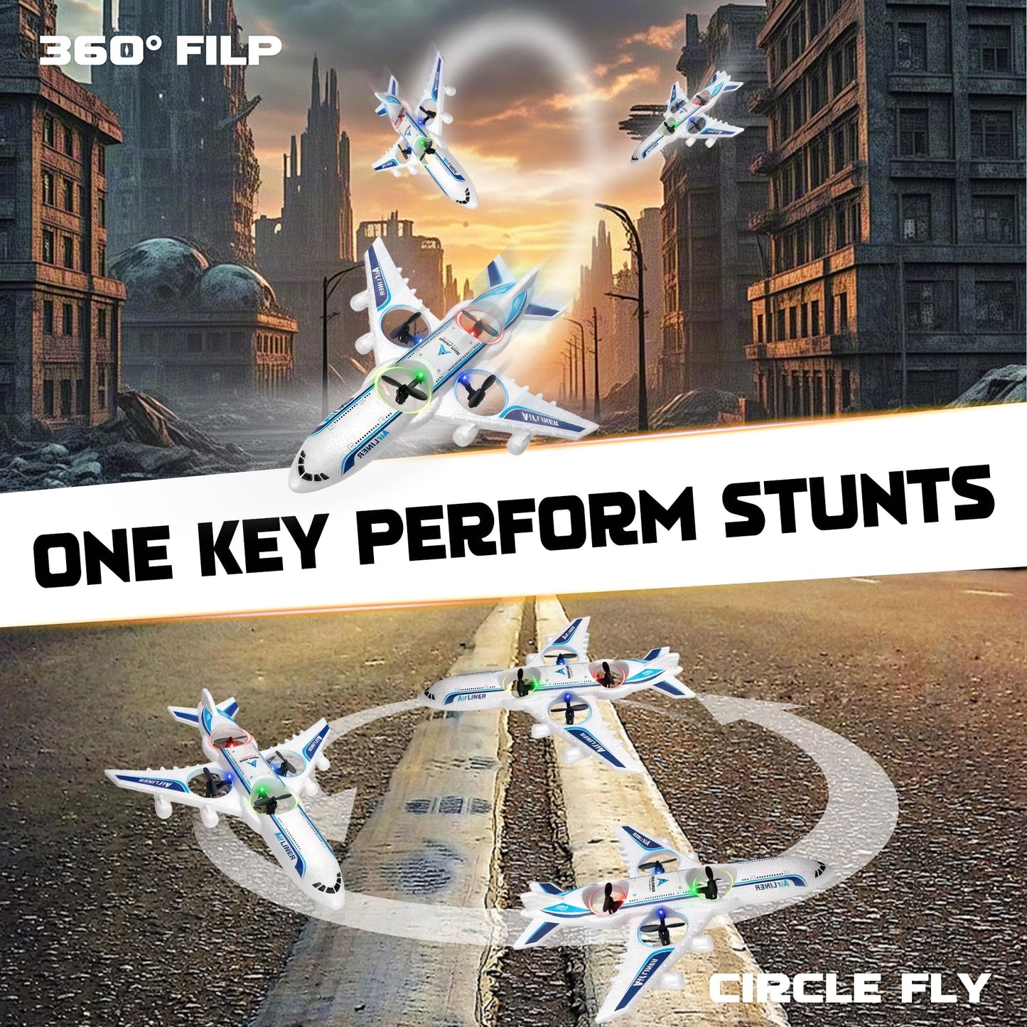 LEFEI Rc Drone Remote Control Airplane -2.4GHz Foam V17 Jet Fighter Stunt,360° Drop-Resistant Stunt Spin Remote & Light RC Airplane with 2 Batteries for Kids Boys Girls (White)