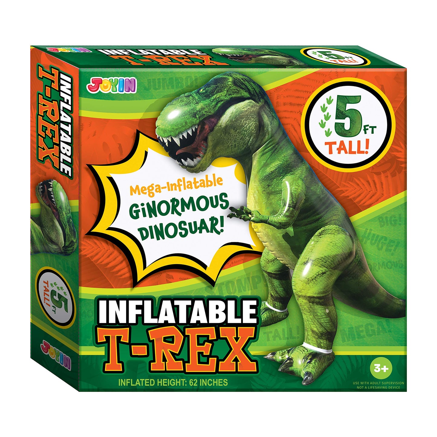 JOYIN 62” Giant T.rex Dinosaur Inflatable for Party Decorations, Birthday Party Gift for Kids and Adults, Dinosaur Pool Toys (Over 5Ft. Tall)