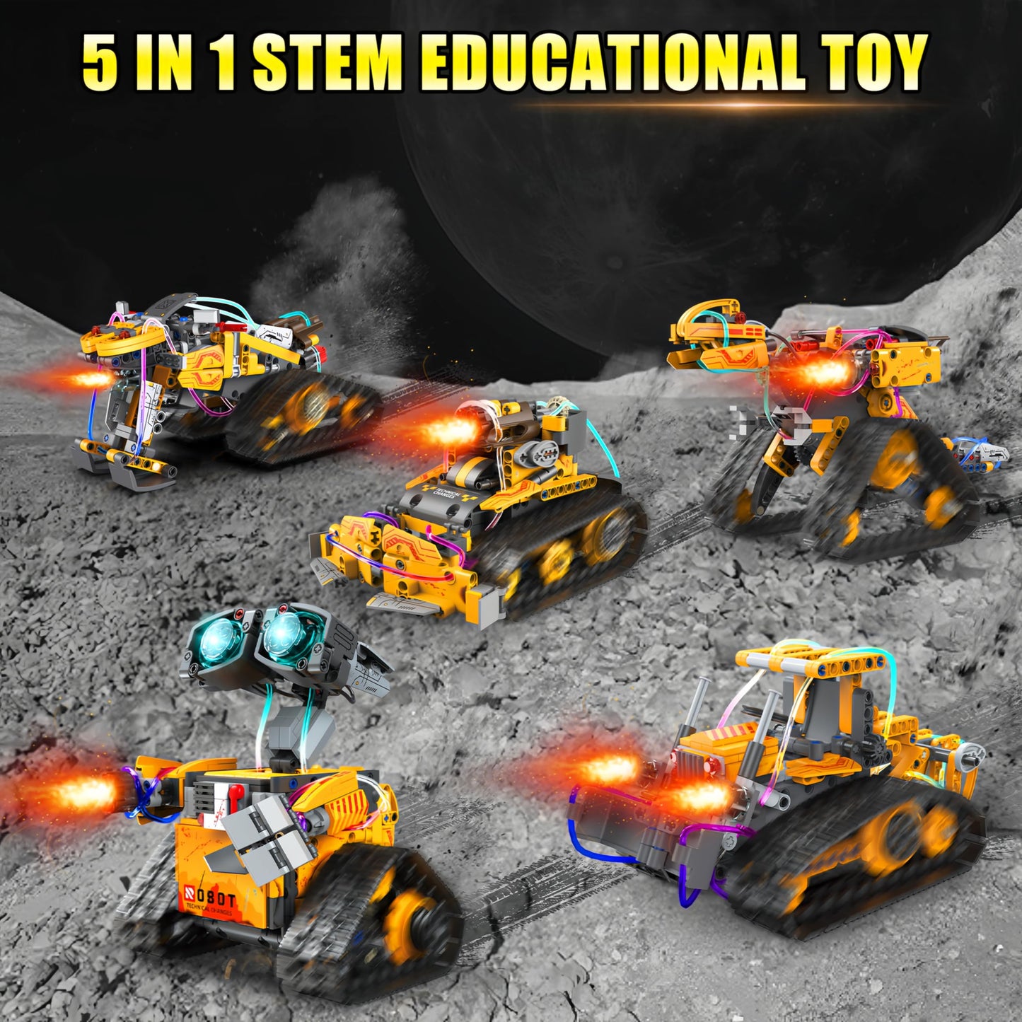 Yerloa 673PCS Robot Toys 5 in 1 Robotics Building Set for Kids Age 8-12, App & Remote Control STEM Toys with LED Lights, Science Kit Birthday Gift for Boys Girls 6 7 8 9 10 11 12 13 14 Year Old