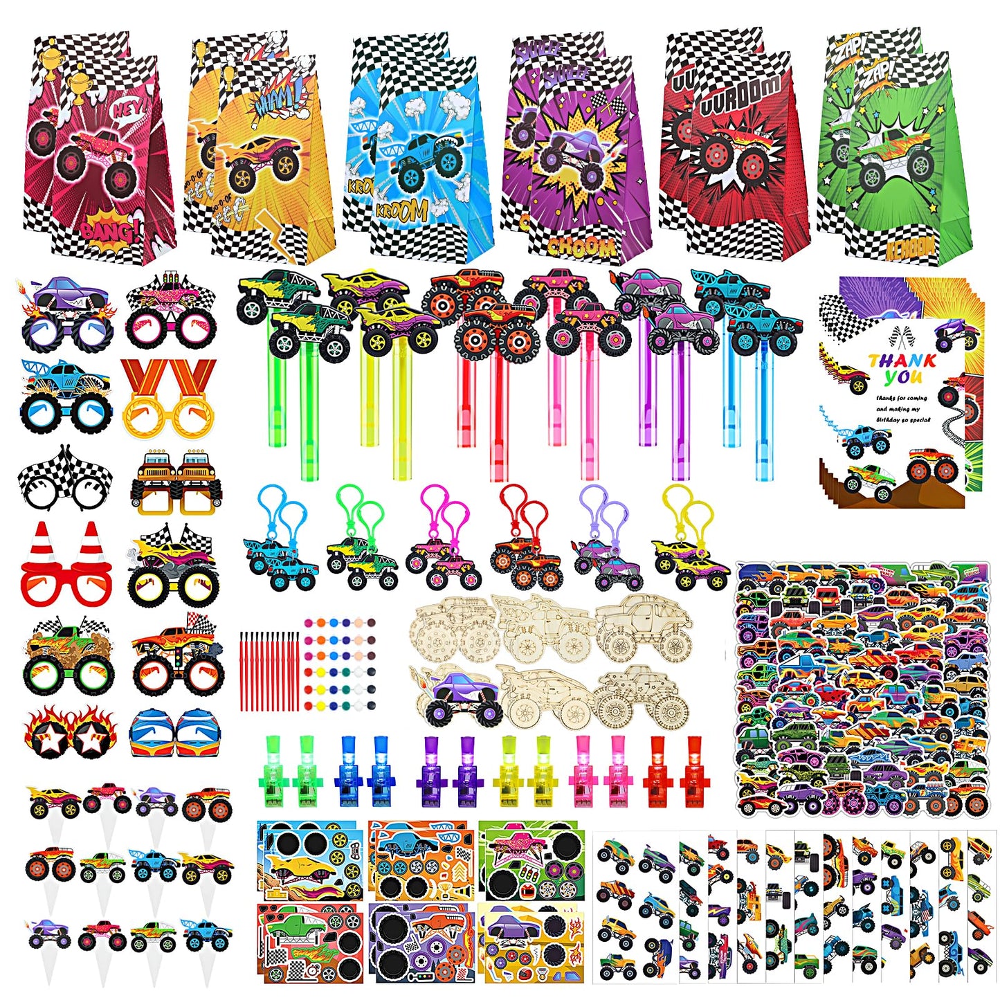 TUWUNA Monster Truck Party Favors for Kids Birthday Decorations Supplies Truck Party Goodie Bags Stuffer Pinata Filler Gifts