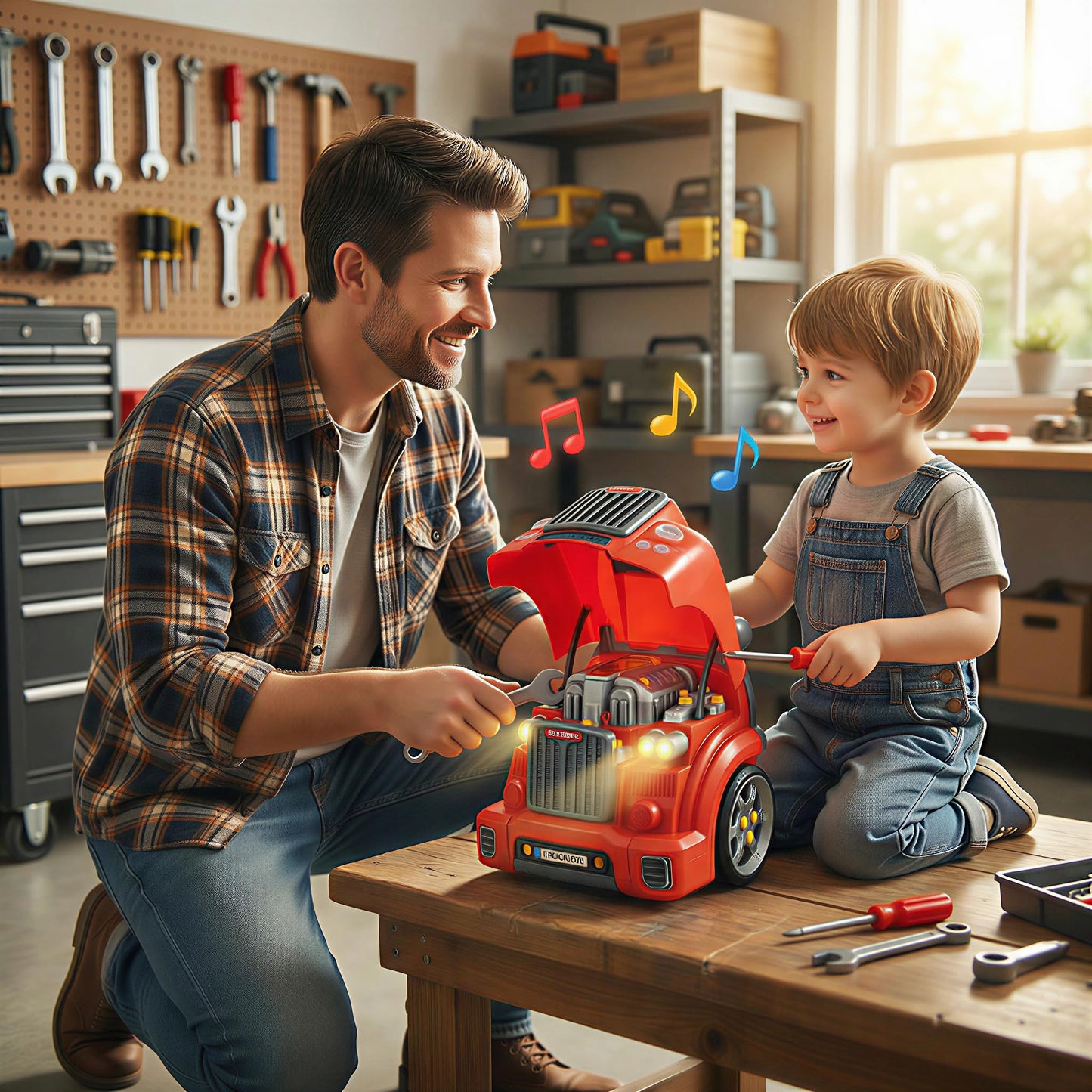 Interactive Truck Engine Toy with Removable Parts - Lights, Sounds, and Fun for Young Mechanics -Unleash their Creativity and Motor Skills with this Truck Engine Toy- Ideal Gift for 3-5-Year-Old Boys