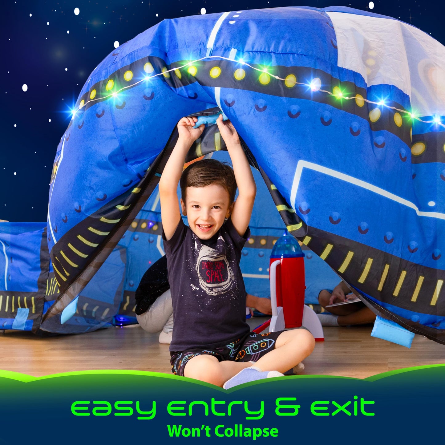 W&O Glowing UFO Aerodome with LED Lights & UFO Sound Button – Glows in the Dark, Offering an Extraordinary Space Adventure for Kids Ages 3-12 (Fan Not Included)