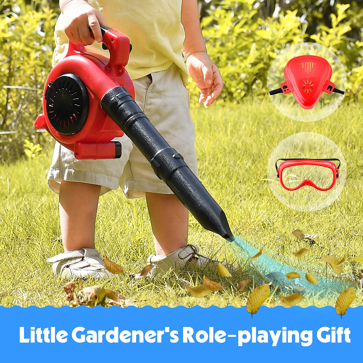 Toy Choi's Kids Leaf Blower - Toy Leaf Blower that Really Works with Tool Set, Pretend Play Series Construction Outdoor Preschool Gardening Kit for Boys & Girls Age 3-5 4-7