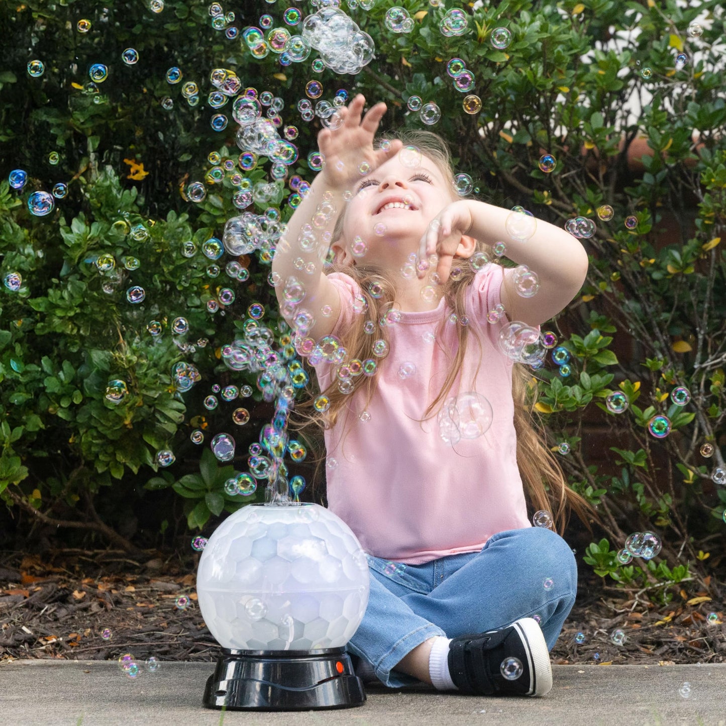 Maxx Bubbles Bubble Light Show – Large Bubble Machine with Spinning Disco Lights | Automatic Bubble Maker for Kids & Adults | Perfect for Parties, Weddings, Birthdays, and Events