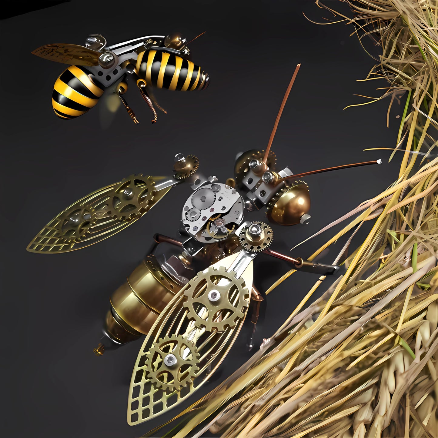 Mechanical Metal DIY 3D Bumblebee Model Kits Puzzle for Adults Insect Brass Puzzle Steampunk Electric Mechanical, Assembly DIY Gift Craft Hobby for Men (Bumblebee)