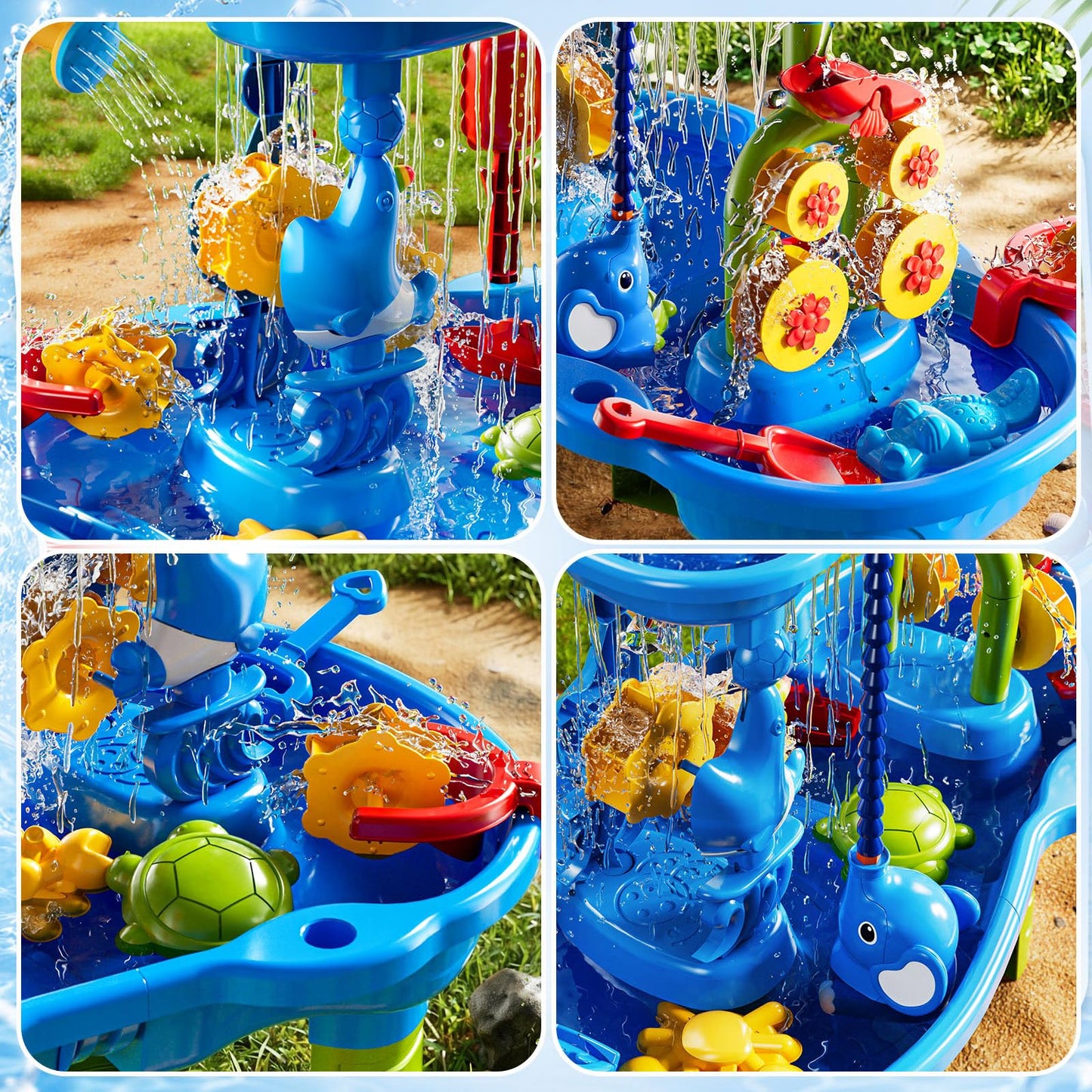 JUKUDAHU Water Table for Kids Ages 4-8 with Water Pumb, Summer Outdoor Sand Water Table for Boys Girls, Kids Water and Sand Activity Sensory Toys for Toddlers Age 3-8