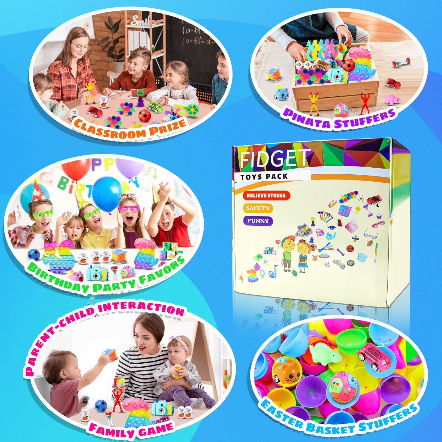 1000pcs Party Favors for Kids, Fidget Toys Pack, Birthday Gifts, Classroom Prize Boxes, Treasure Box, Goodie Bag Stuffers,Carnival Prizes, Easter Eggs Fillers