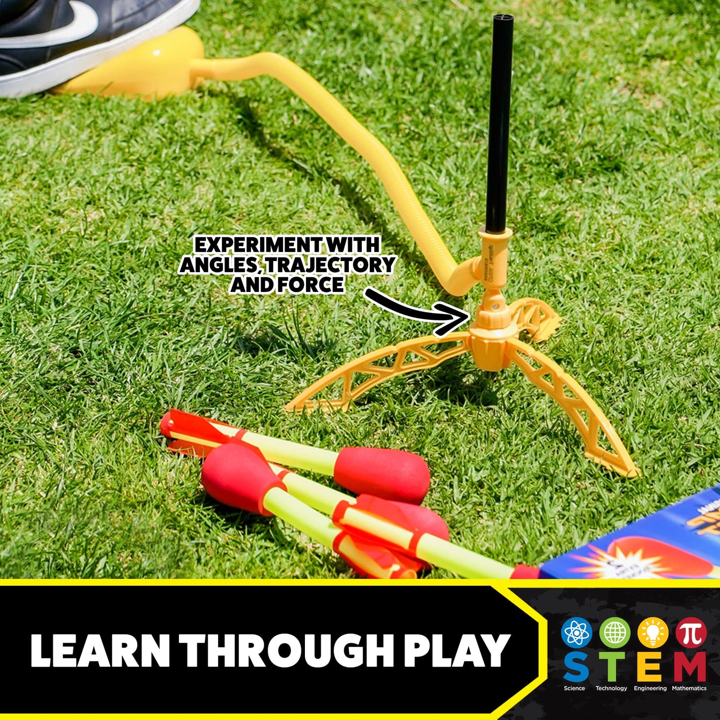 Stomp Rocket Ultra Rocket Launcher for Kids, 4 Rockets - Fun Backyard & Outdoor Kids Toys Gifts for Boys & Girls - High Flying Toy Foam Blaster Set - Multi-Player Adjustable Launch Stand