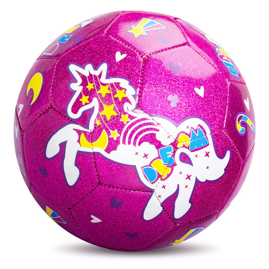 ZOOJOY Size 3 Soccer Ball Girls, Kids Pink Unicorn Soccer Ball, Gift for Toddlers with Pump, Outdoor/Indoor Play Toys for Baby Girls Boys Ages 2 3 4 5 6 7 8