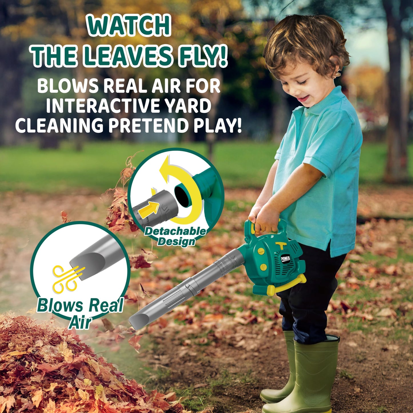 TeganPlay Kids Leaf Blower Toddler Landscaping Gardening Tools and Equipments Includes Mask Safety Goggles and Earmuffs