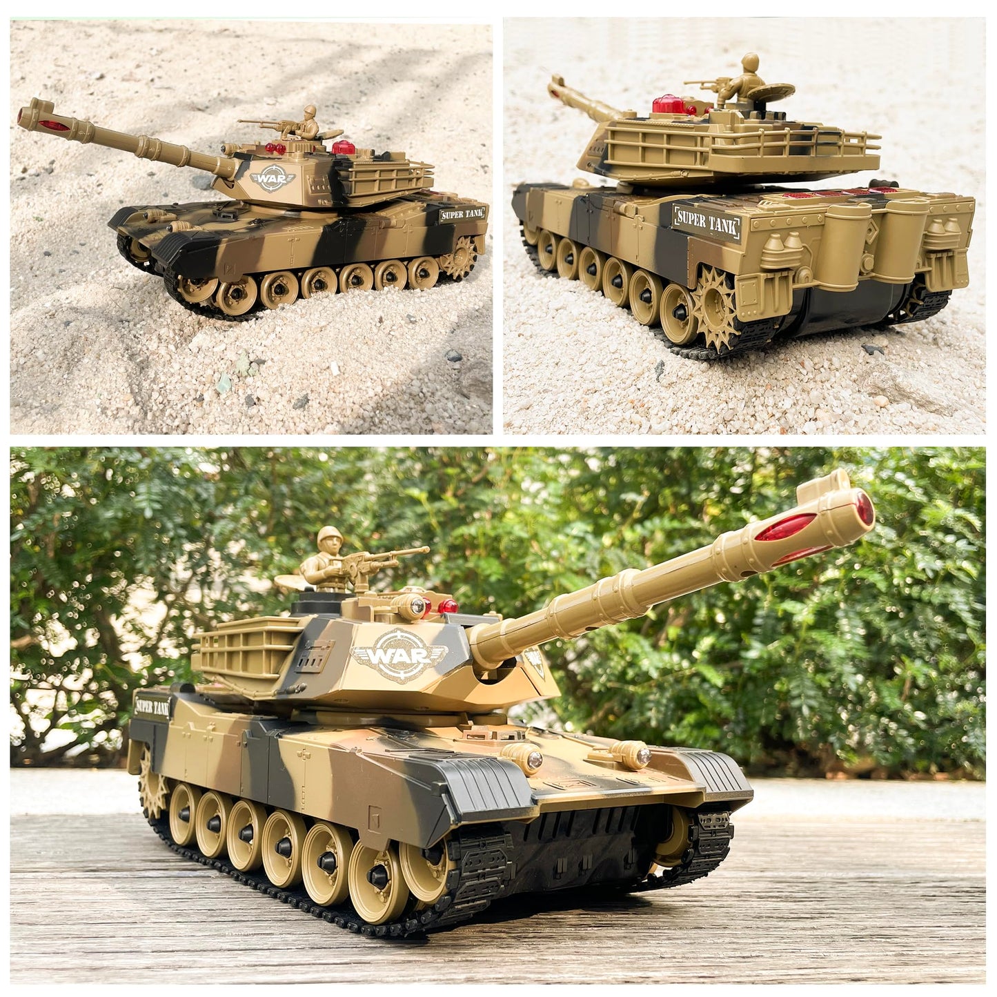Haktoys 2-Pack RC Battle Tank Set – 1:24 Scale Remote Control Military Fighting Tanks with Lights, Realistic Sounds & Life Indicators | Radio Control Army Toy for Kids & Adults