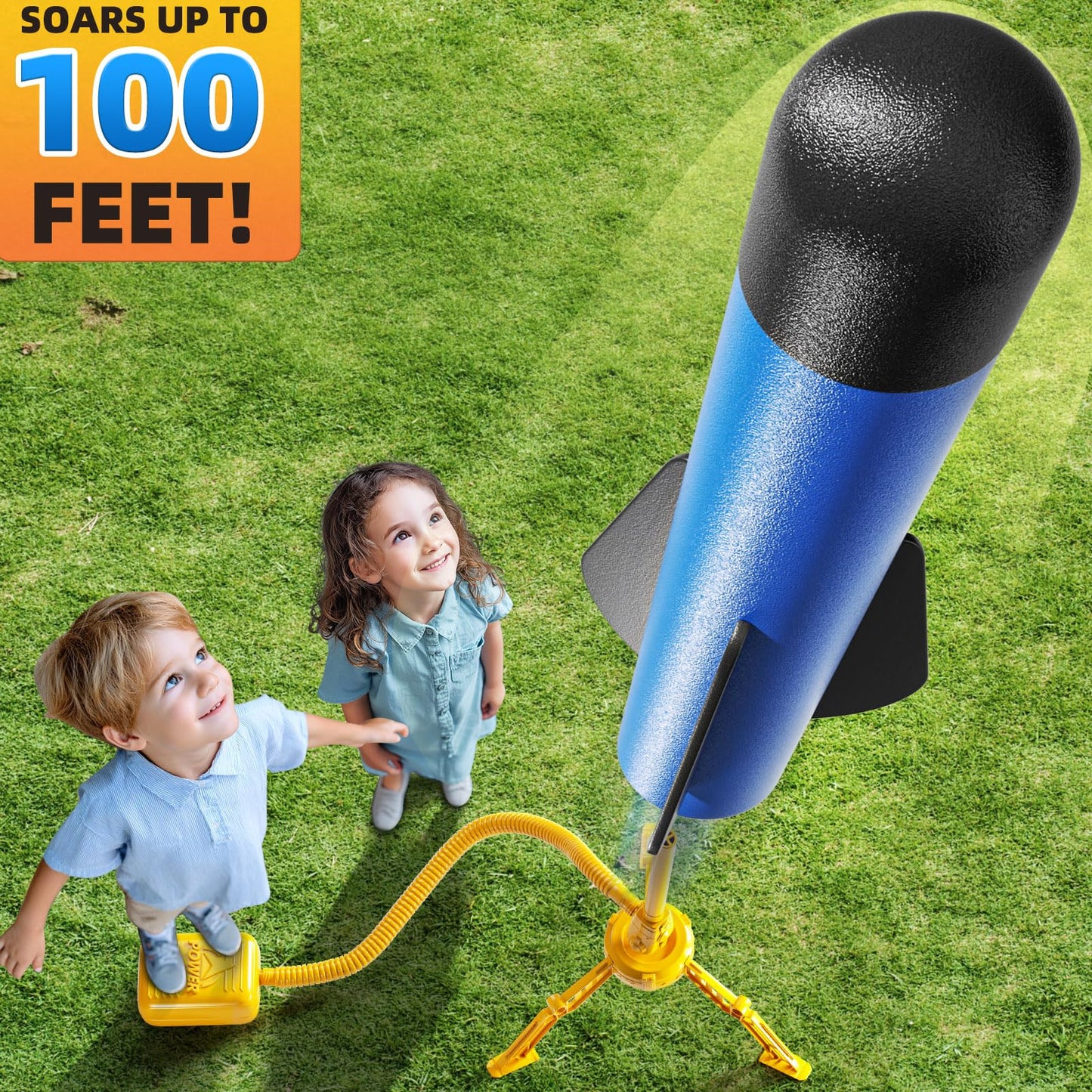 NIPLOOOW Rocket Launcher for Kids, 12 Foam Rockets, Launch up to 100+ft, Outdoor Outside Backyard Toys for Boys & Girls, Birthday Gift Toys for Kids Boys Girls Age 3 4 5 6 7 8 Years Old