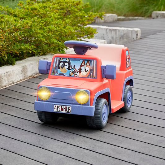 Bluey 6V Ride On Car for Toddlers - Interactive Electric Car for Kids with Sound Effects & Music, Riding Toy for Boys & Girls, Includes 6V Rechargeable Battery & Charger