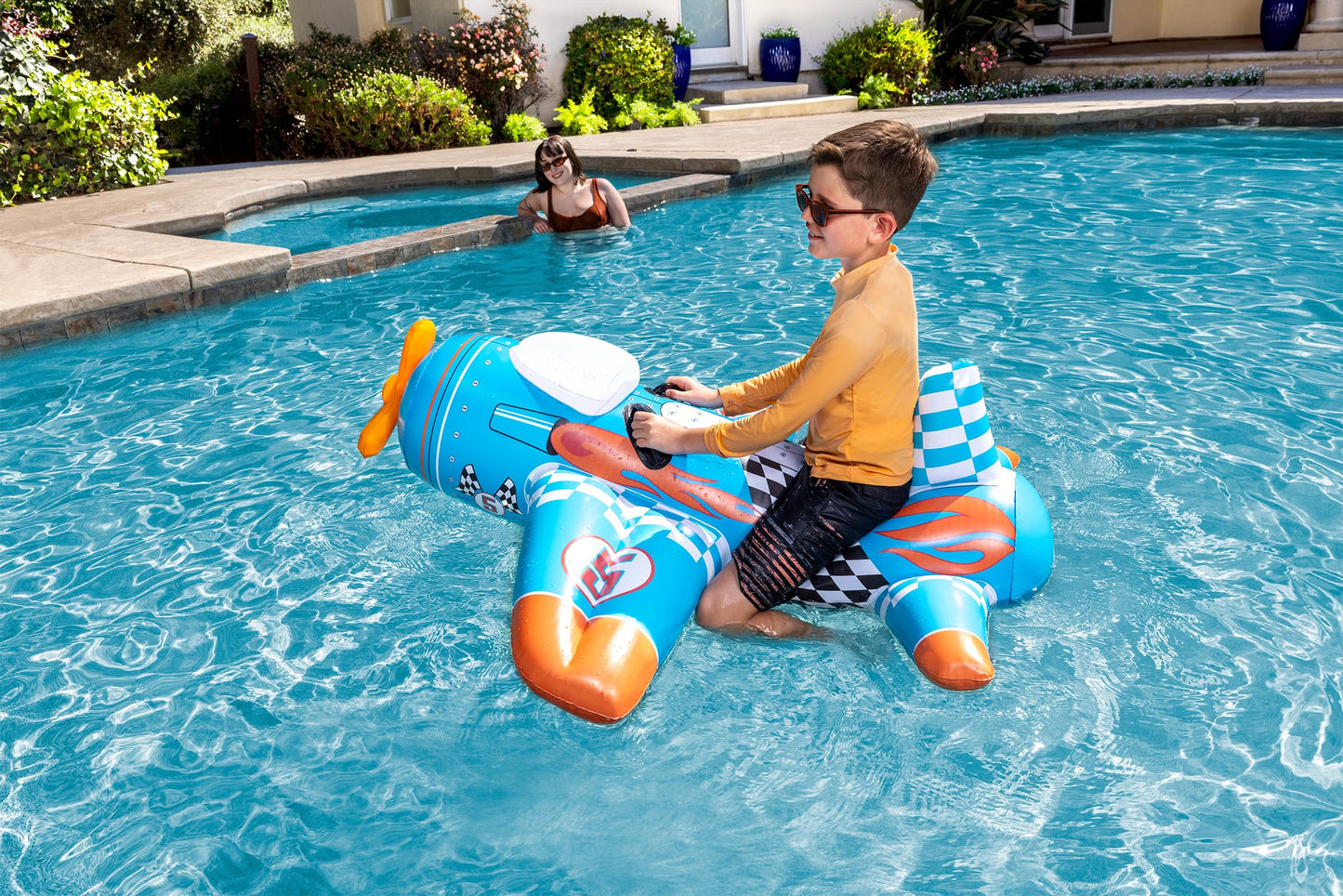 Poolmaster Inflatable Swimming Pool Float Aviator Airplane Pool Rider Toy for Kids