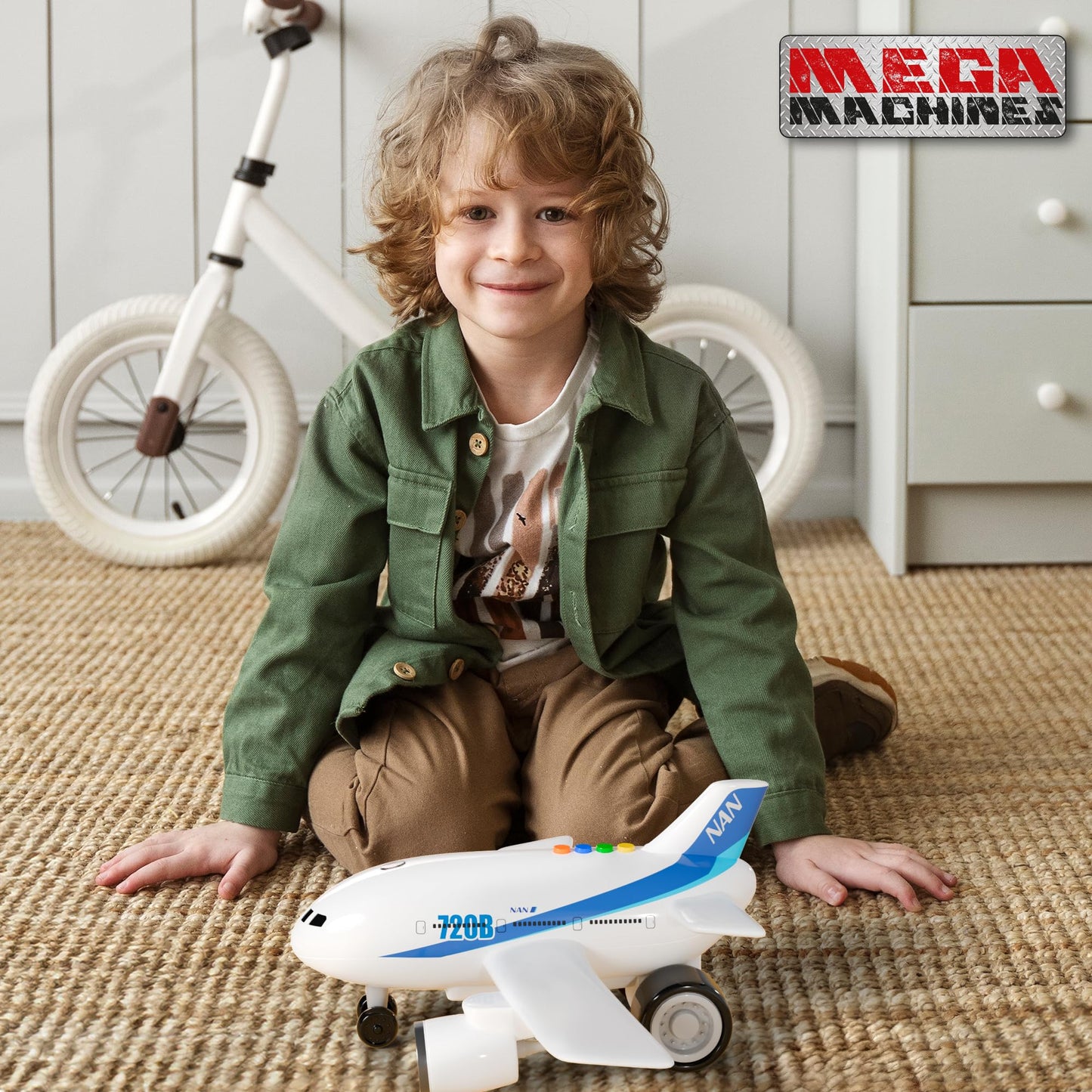 Lollipop Jumbo Jet Airplane for Kids - Friction-Powered Series with Lights, Sirens, and Realistic Scale for Toddlers Aged 3 and Up - Mega Machine for Fun and Imaginative Play