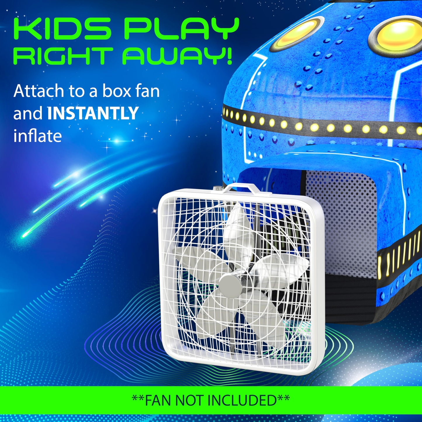 W&O Glowing UFO Aerodome with LED Lights & UFO Sound Button – Glows in the Dark, Offering an Extraordinary Space Adventure for Kids Ages 3-12 (Fan Not Included)