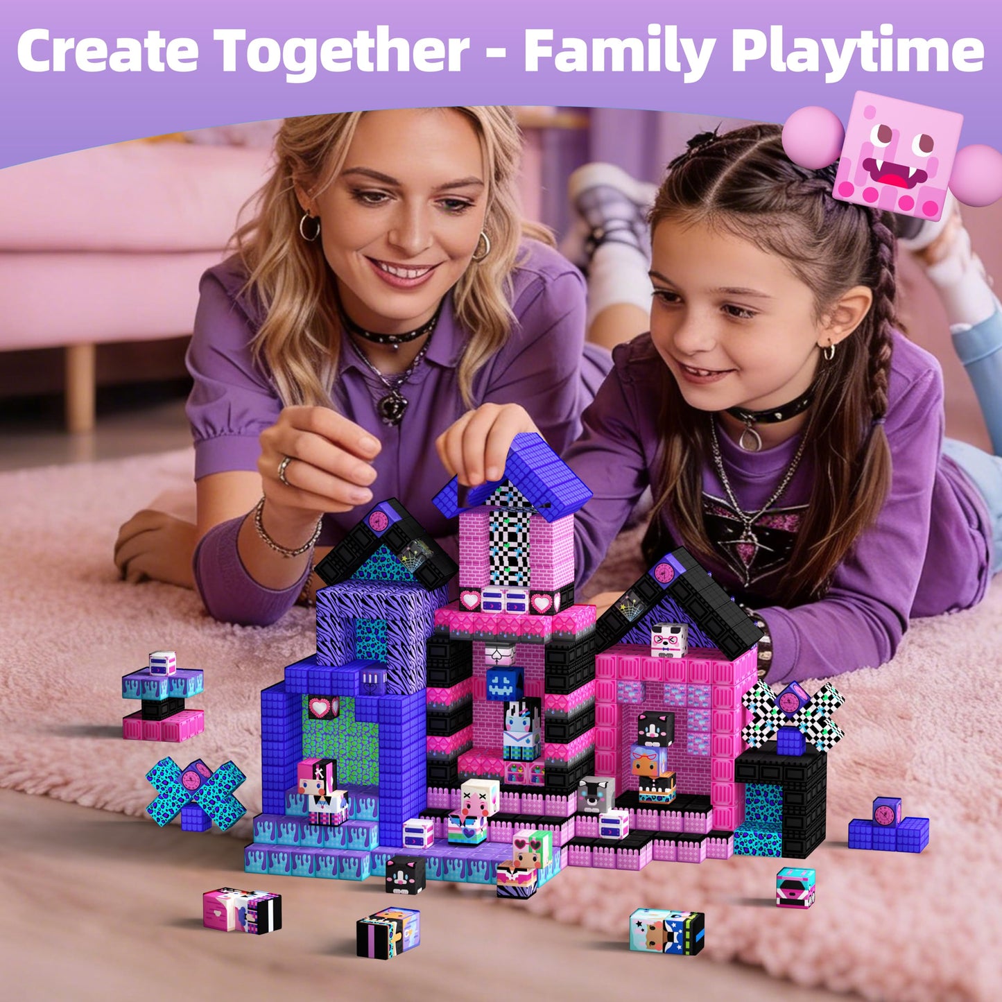 GobiDex 200PCS Magnetic Building Blocks for Kids, STEM Toys to Build MagWonder Castle & World, Creative Sensory Play Gift for Girls Ages 3+