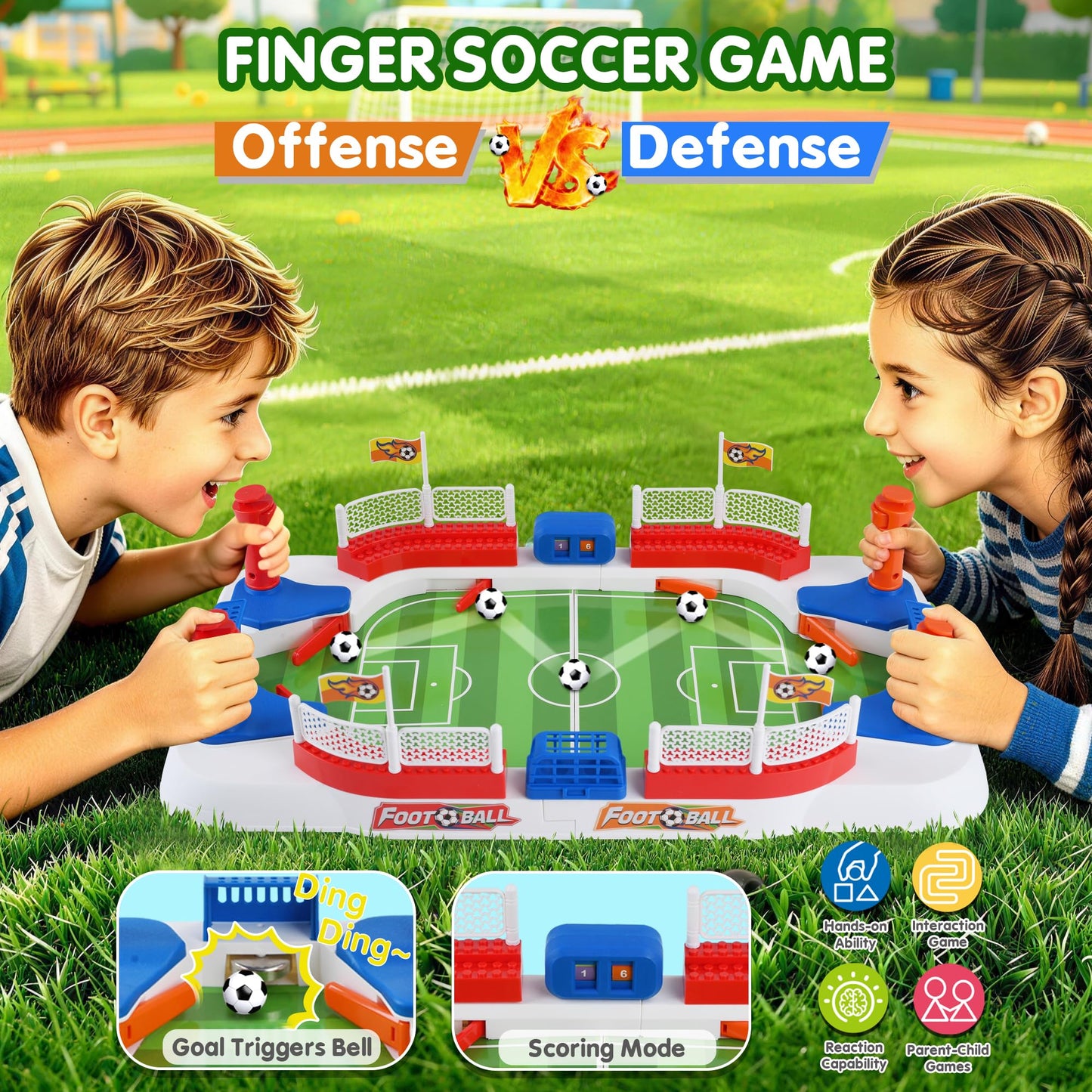 WeeHomm 2-in-1 Play Soccer Board Game for Kids, Foosball Figures PK, Foosball Table for Kids 8-12, Soccer Toys for Boys, Tabletop Football Game, Birthday Gifts for 4-10 Years Old