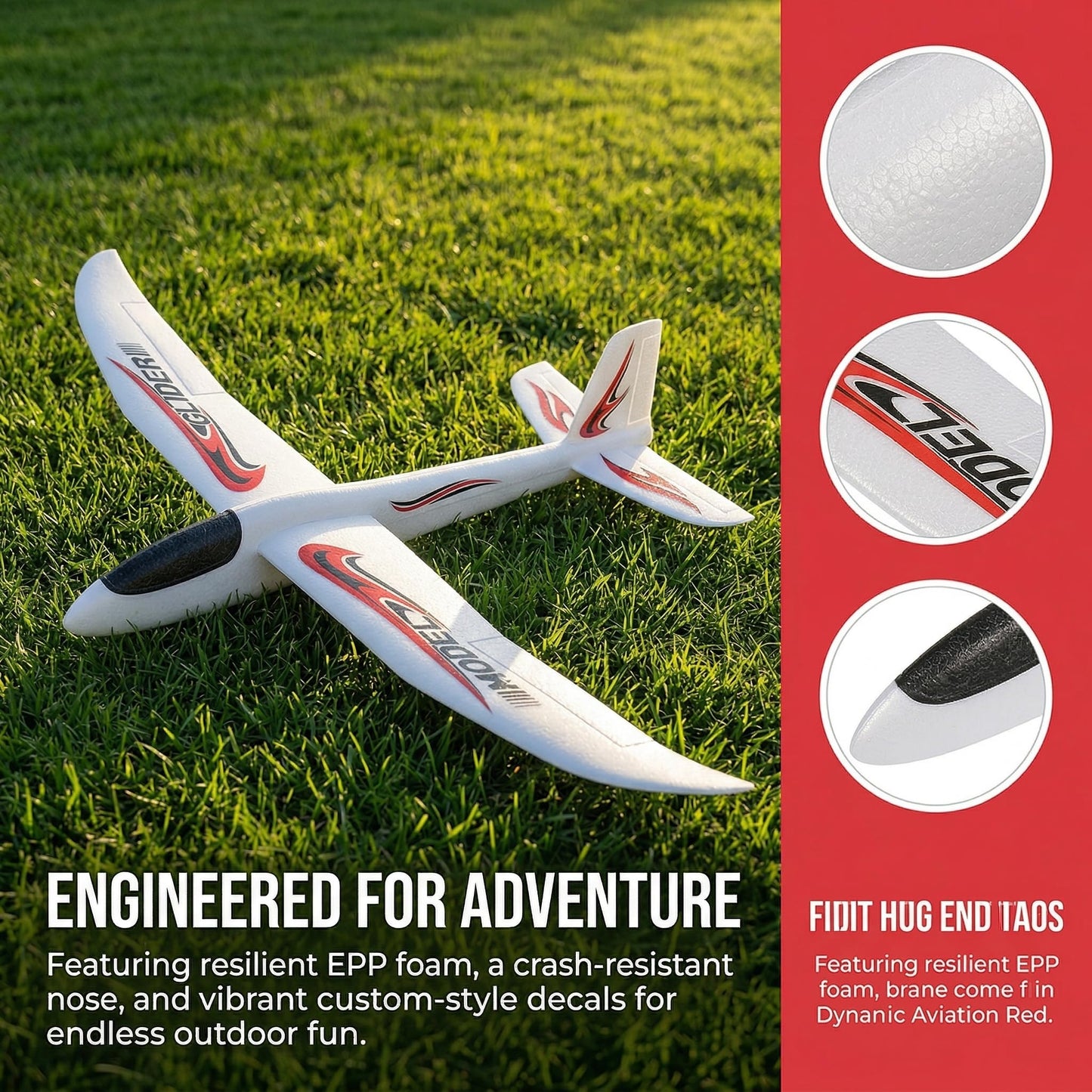 TOYANDONA Foam Glider Airplane Toys, 39 Inch Large Aircraft Hand Throwing Planes 2 Flight Mode Flying Toy Styrofoam Airplanes for Kids Birthday Party Favors Outdoor Yard Games
