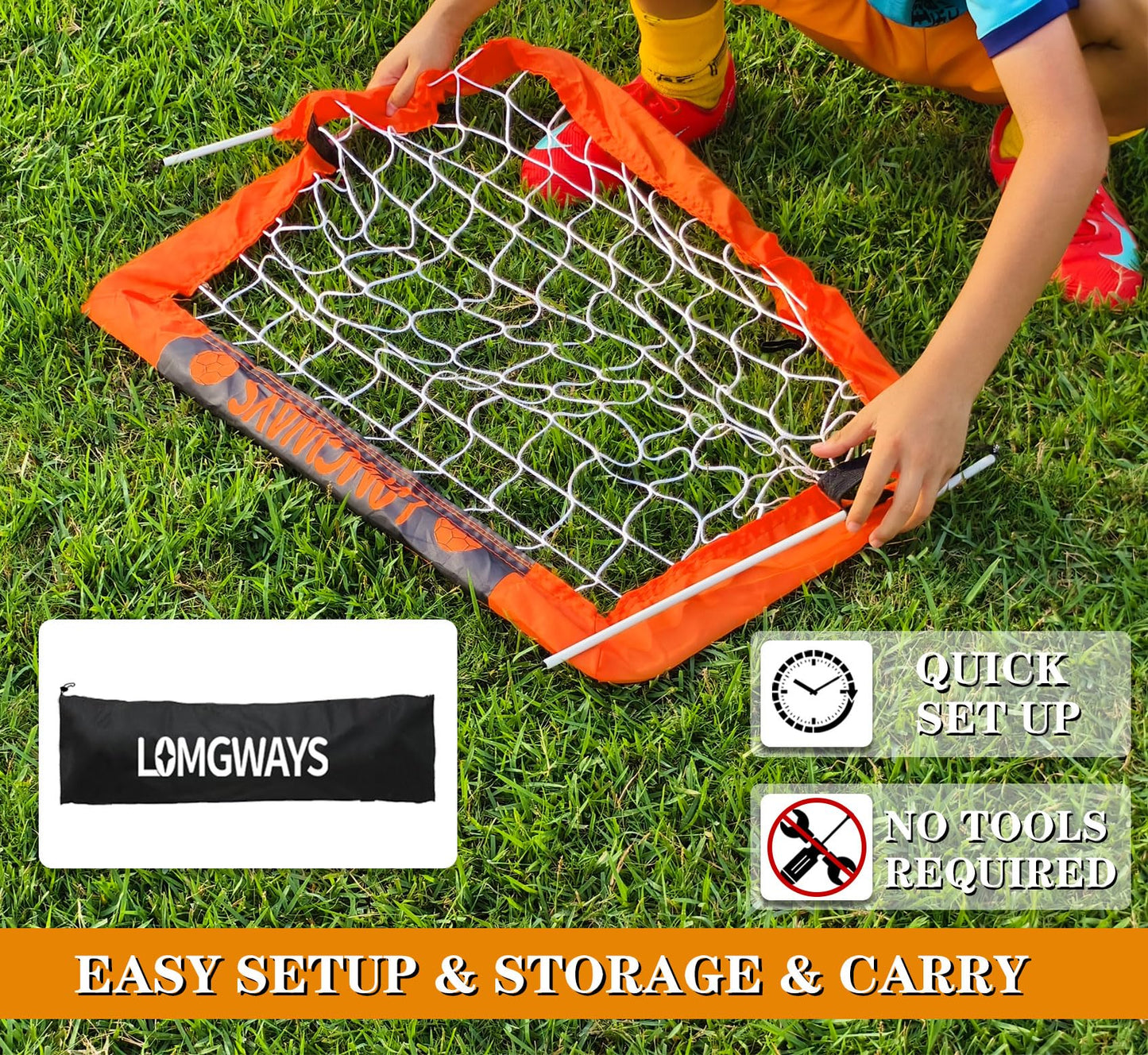 Soccer Goal for Backyard,Mini Soccer Goal with Size 1 Soccer Ball,Pump,Ground Stakes,Carrying Bag, Perfect for Backyard,Court,Field,Easy Setup,Great for All Levels