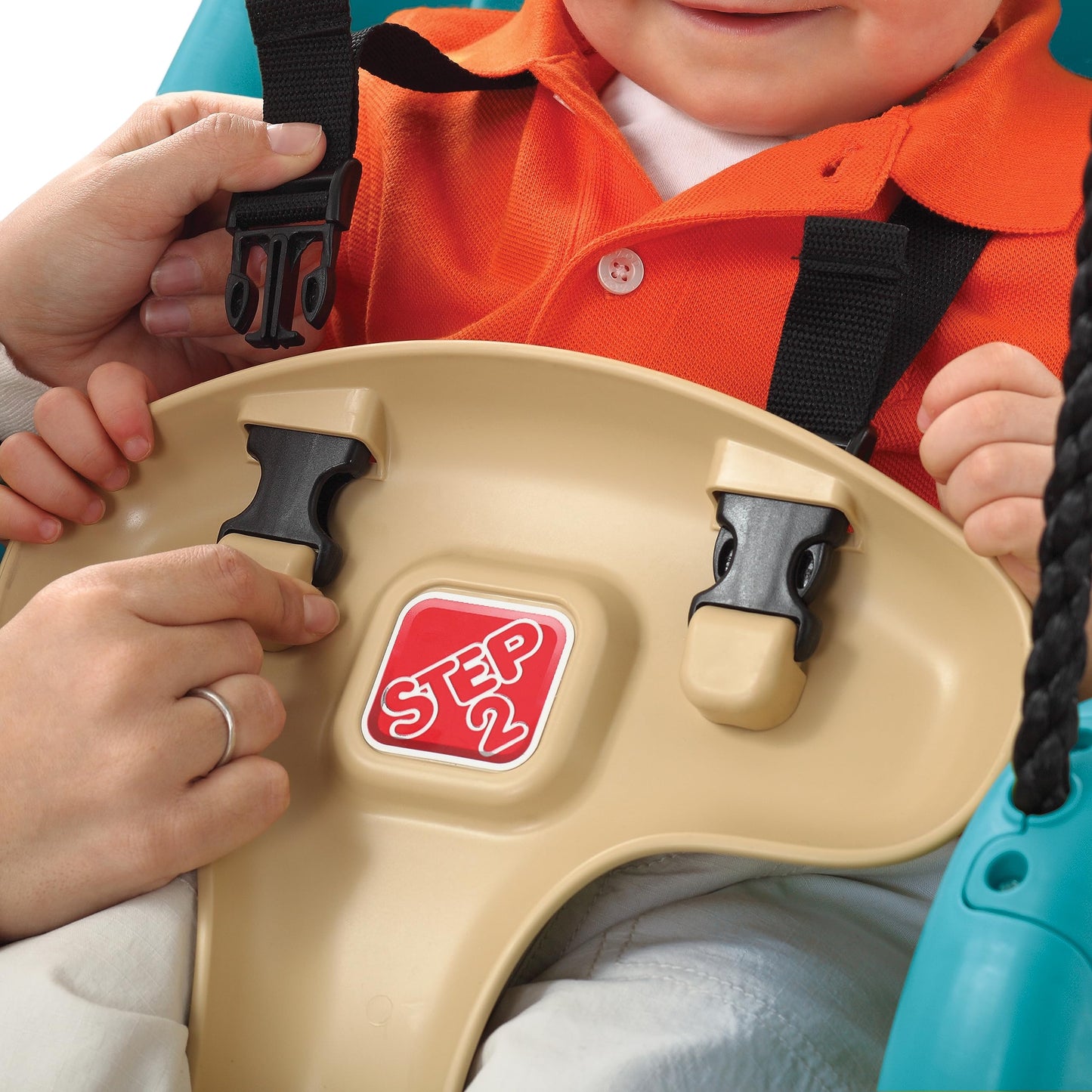 Step2 Infant to Toddler Swing, Baby Outdoor Swing, Backyard Bucket Style Swing Seat, Secure Harness, Outside Weather-Resistant Rope, Attach to Playset, For Toddlers 9 Months -3 Years Old