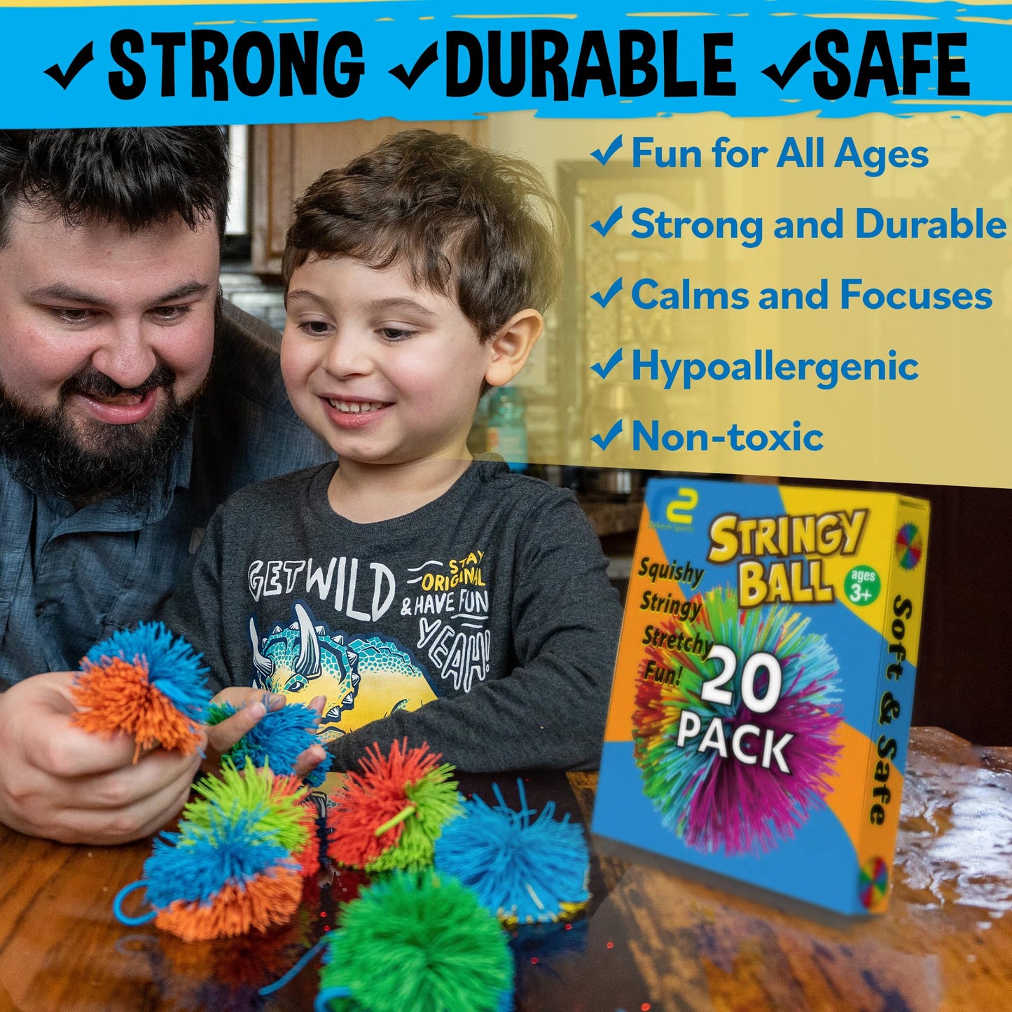 Stringy Balls & Fidget Toys 20 Pack - Fun Sensory Toys for Kids School Classroom - Birthday Gifts Toddler Toys for Boys & Girls - Sensory Bulk Fidget Party Favors 3 4 5 6 7 8 + Year Old Gift Idea