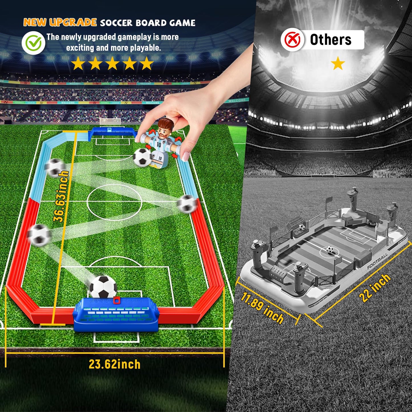 Soccer Board Game for Kids, Mini Foosball Table Toys with Figures- Interactive for 6 7 8-12 Year Old Boys Kids, Perfect Football Gifts for Indoor Home Party Playroom Family Travel
