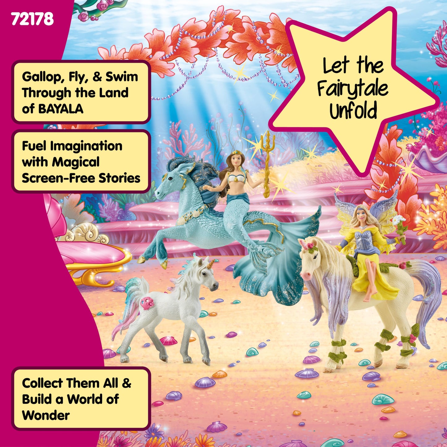 Schleich Bayala - 7 PC Mermaid, Unicorn and Fairy Toy Starter Set for Girls and Boys - Cute Fairies and Unicorn Figures with Accessories - Fantasy Figurine Animal Playset for Kids Ages 5+ - 72178
