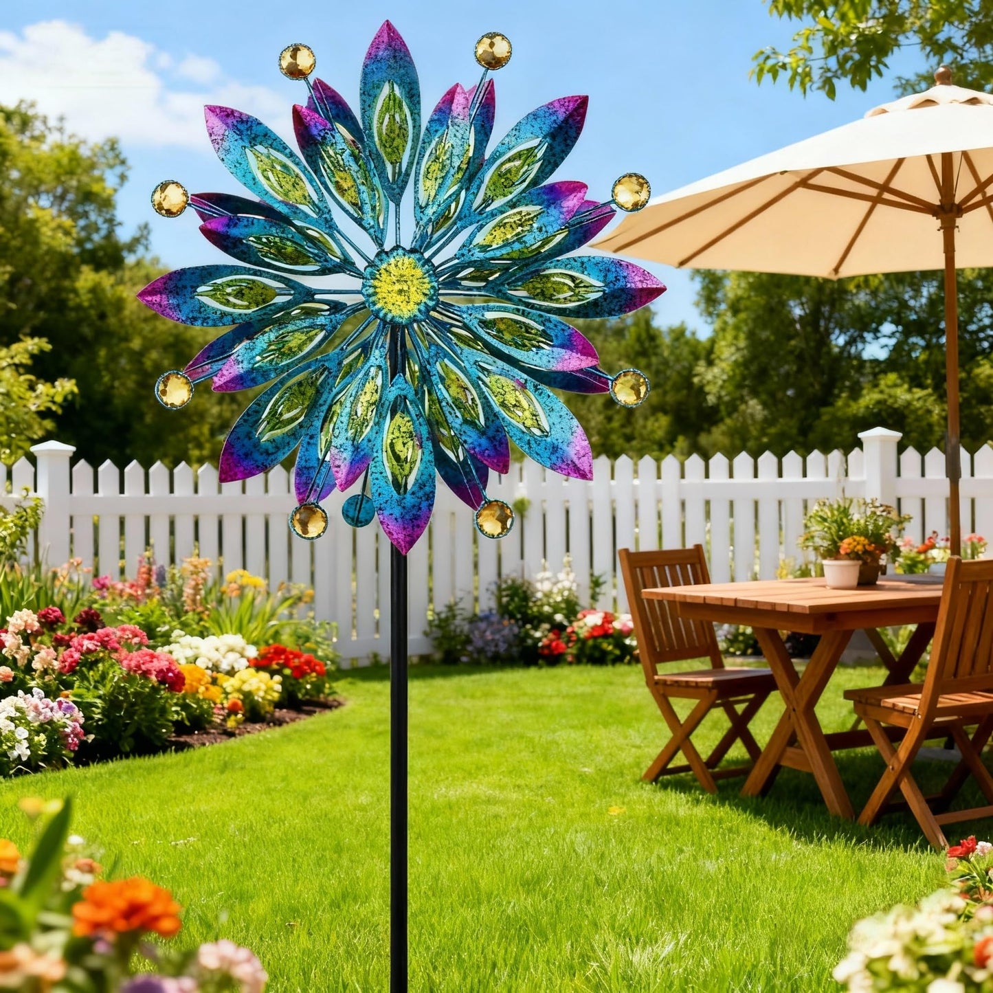Wind Spinner for Yard and Garden Windmill Outdoor Metal Kinetic Wind Sculpture Dual Direction 360 Degrees Swivel for Yard Patio Lawn Decoration,61 Inch